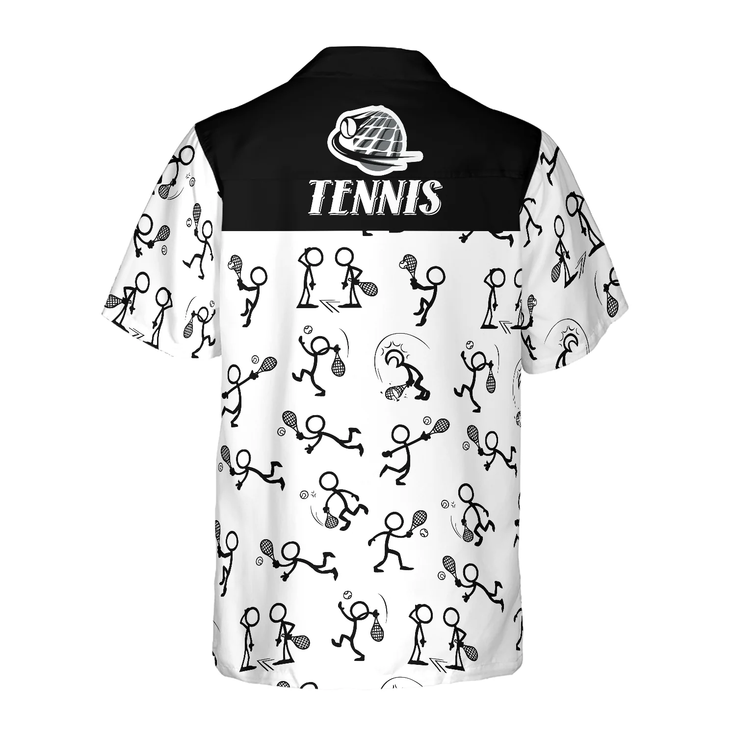 Stick Figures Tennis Black And White Hawaiian Shirt Aloha Shirt For Men and Women