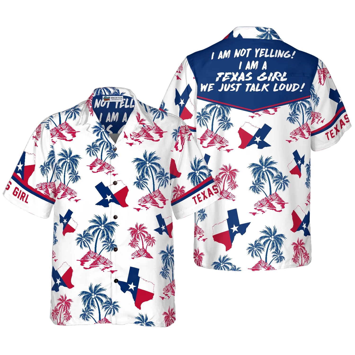 Texas Flag And Palm Tree Pattern Texas Girl Shirt Patriotic Texas Hawaiian Shirt Proud Texas Shirt Aloha Shirt For Men and Women