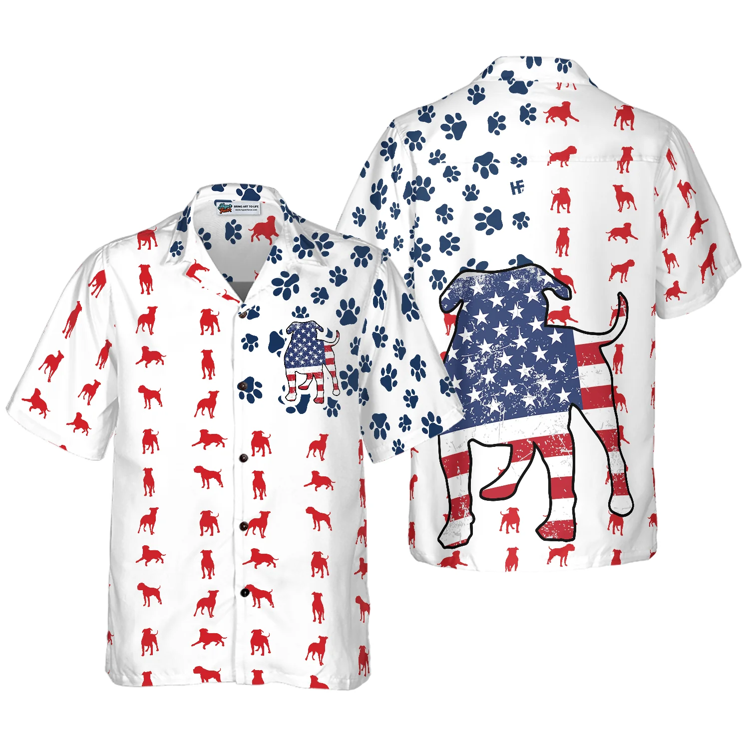 Bulldogs American Flag Hawaiian Shirt Aloha Shirt For Men and Women