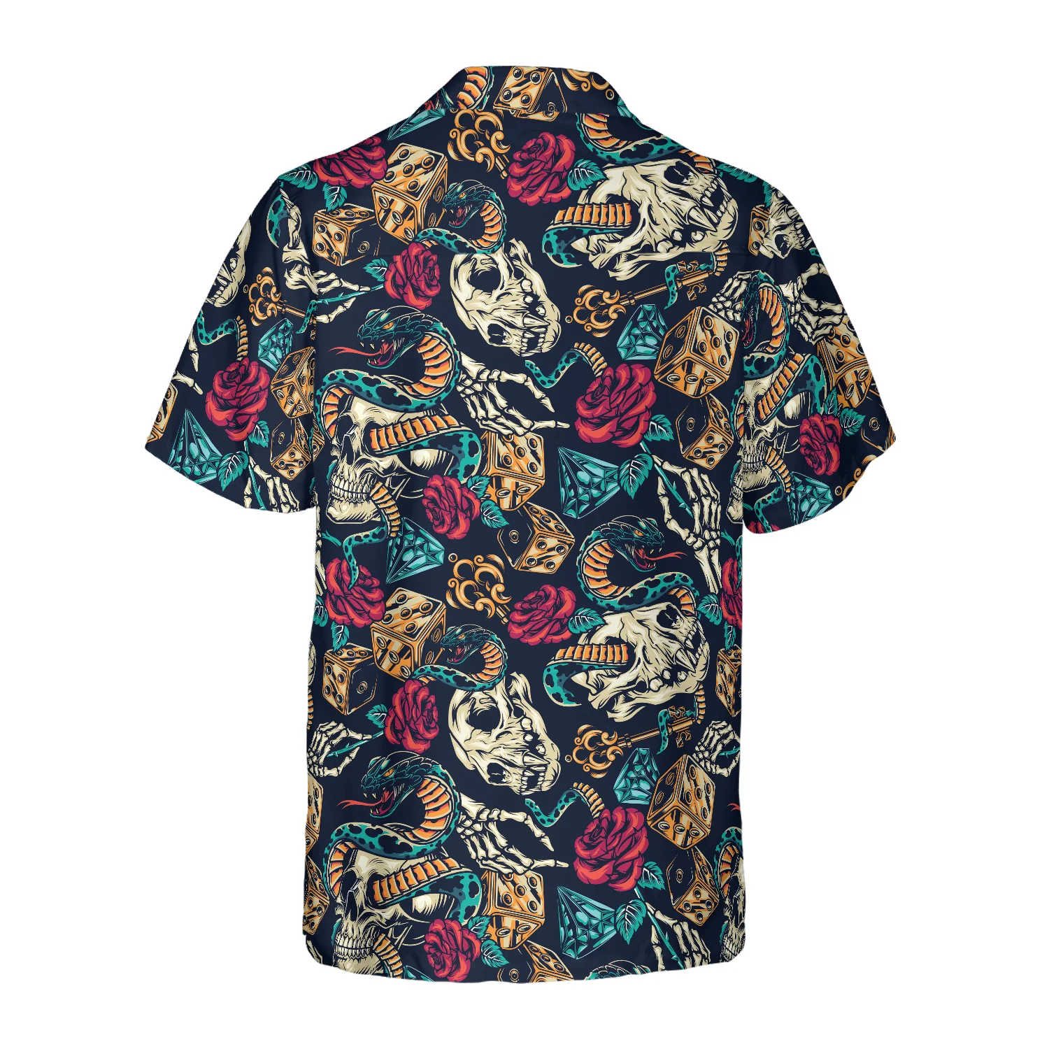 Skulls With Blue Snakes And Red Roses Hawaiian Shirt Aloha Shirt For Men and Women