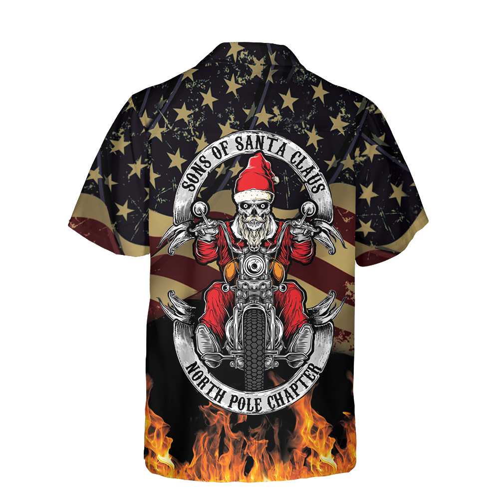 Sons Of Santa Claus North Pole Chapter Christmas Hawaiian Shirt Motorcycle Lover Gift For Christmas Aloha Shirt For Men and Women