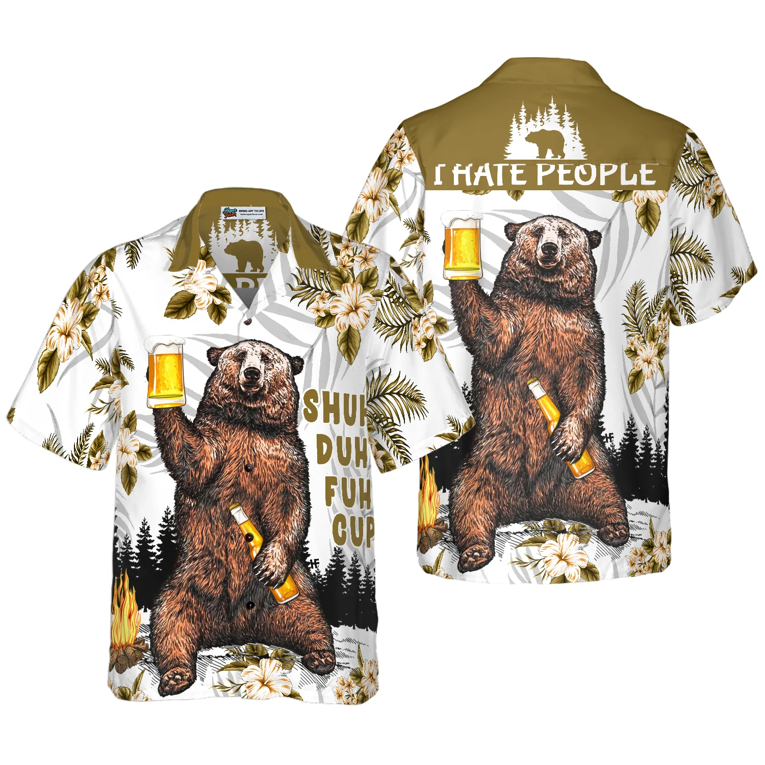 Bear Drinks Beer Hawaiian Shirt Aloha Shirt For Men and Women