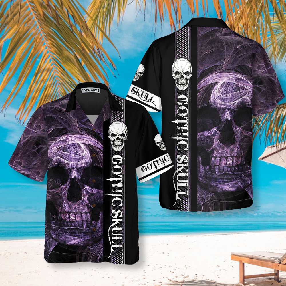 Gothic Skull Hawaiian Shirt Cool Skull Black Shirt Aloha Shirt For Men and Women