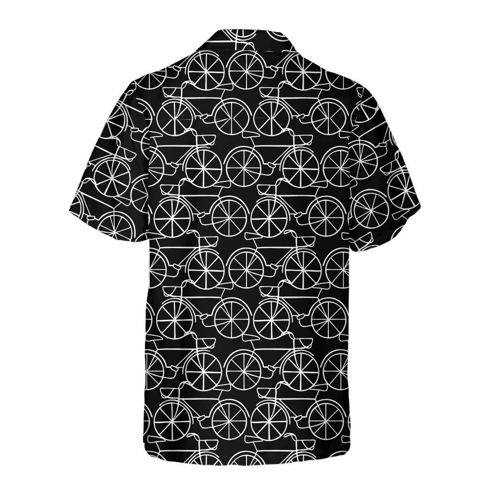Black And White Bicycle Seamless Pattern Cycling Hawaiian Shirt Cycling Shirt  Women Cycling Gift Aloha Shirt For Men and Women