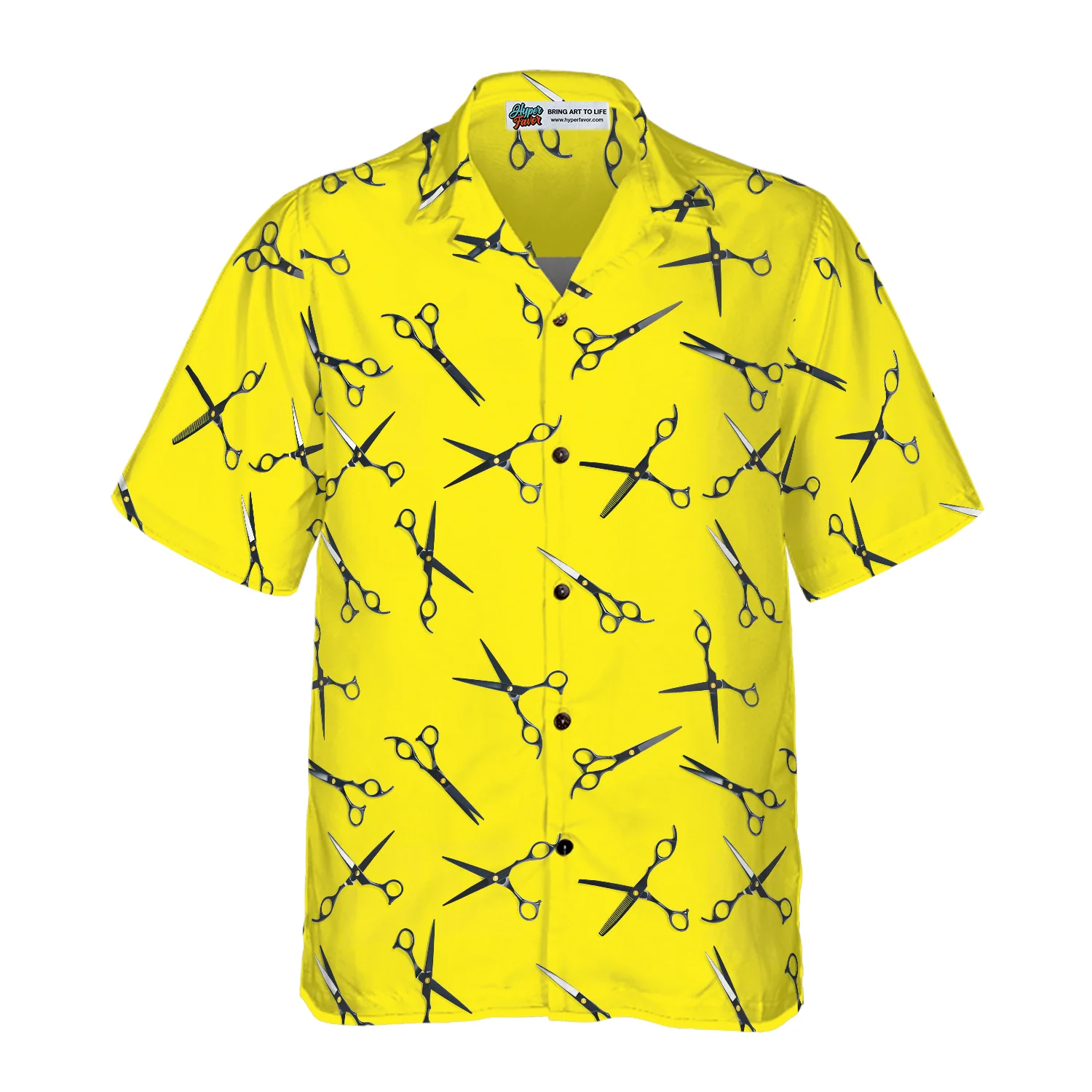 Barber Yellow Scissors For Professional Barber Hawaiian Shirt Aloha Shirt For Men and Women