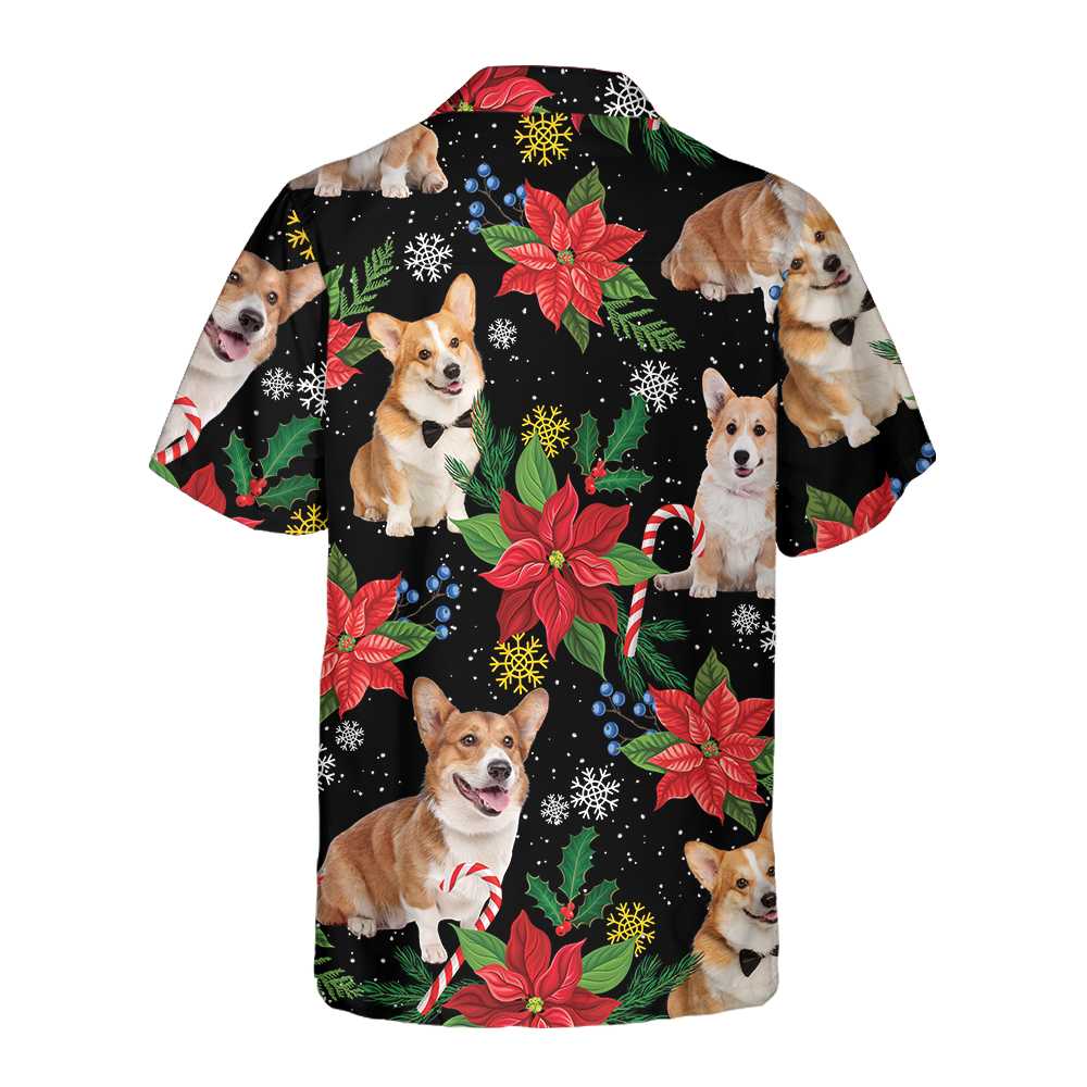 Corgi With Christmas Plants Hawaiian Shirt Funny Corgi Christmas Shirt  Women Best Christmas Gift Aloha Shirt For Men and Women