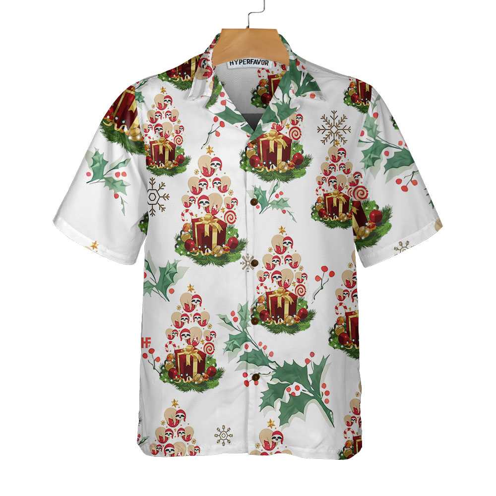 Funny Christmas Tree Sloths Hawaiian Shirt Funny Christmas Shirt Best Gift For Christmas Aloha Shirt For Men and Women