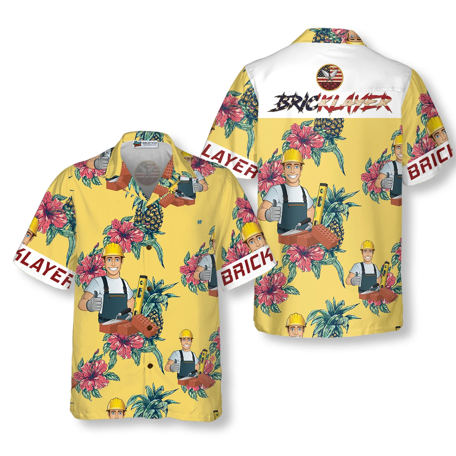 Bricklayer Pineapple Seamless Pattern Hawaiian Shirt Aloha Shirt For Men and Women