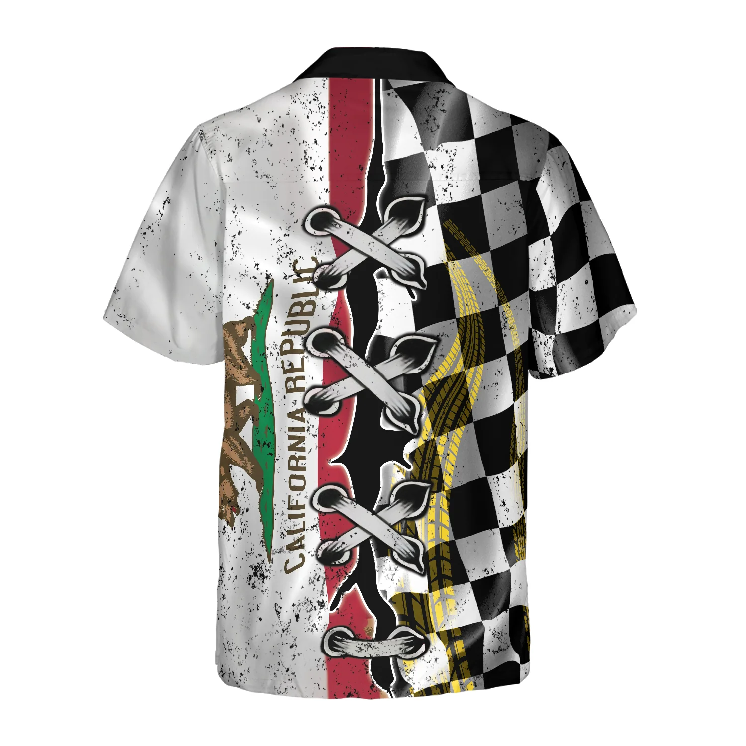 California Racing Flag Hawaiian Shirt Aloha Shirt For Men and Women