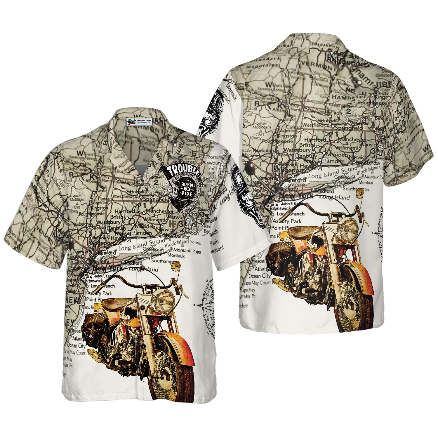 Trouble Makers Born to Ride Hawaiian Shirt Aloha Shirt For Men and Women