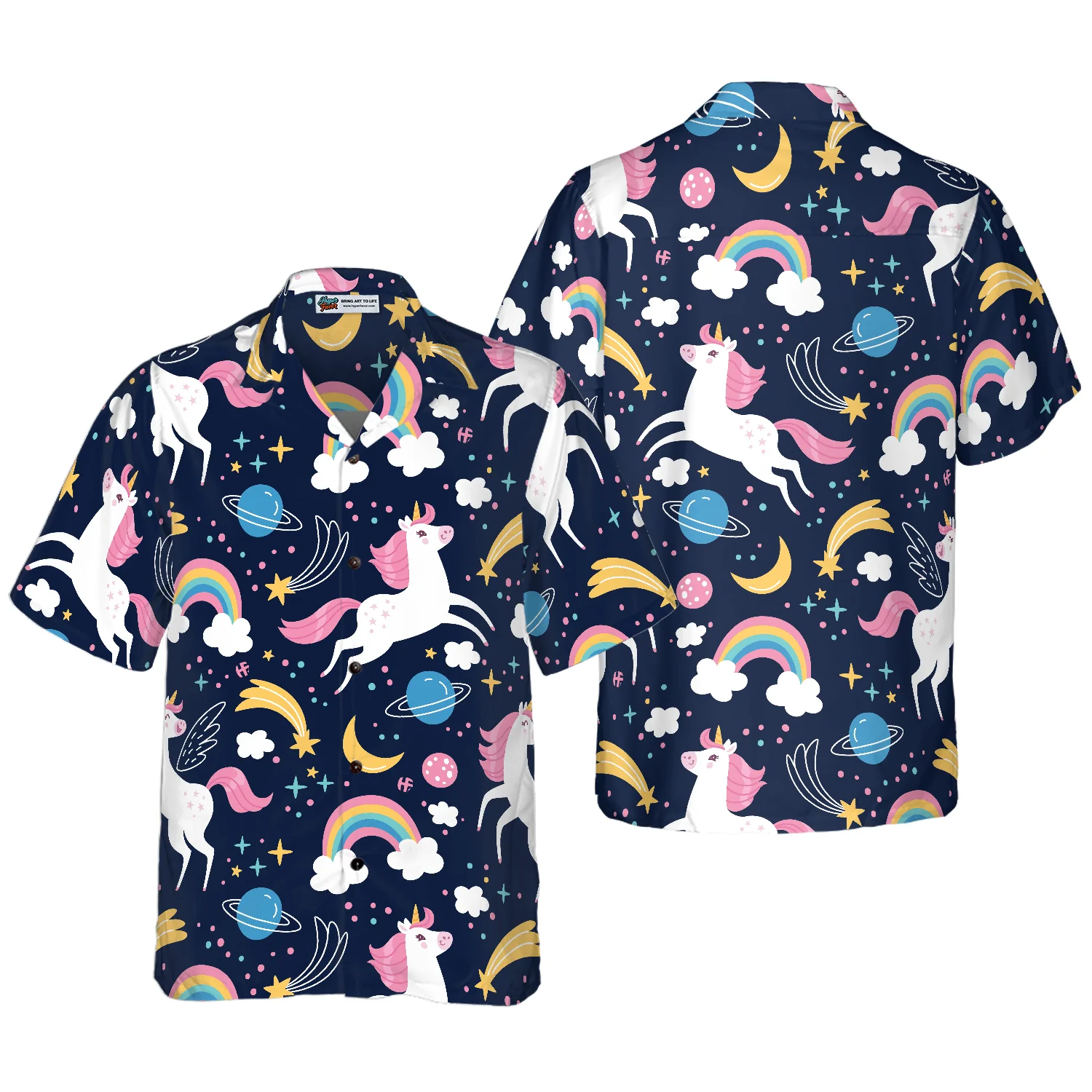 Cheerful Unicorn Hawaiian Shirt Aloha Shirt For Men and Women