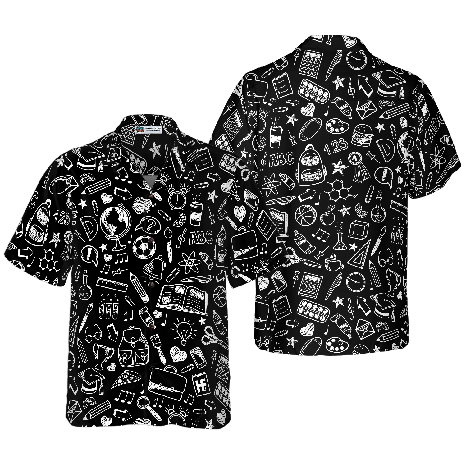 Doodle School Chalkboard Hawaiian Shirt Aloha Shirt For Men and Women