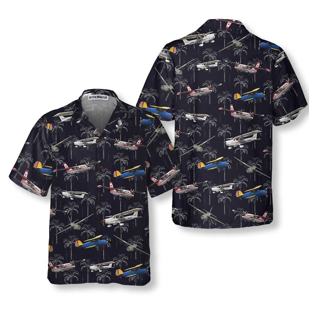 Aircraft On Coconut Forest Hawaiian Shirt Tropical Aircraft Aviation Shirt Aloha Shirt For Men and Women