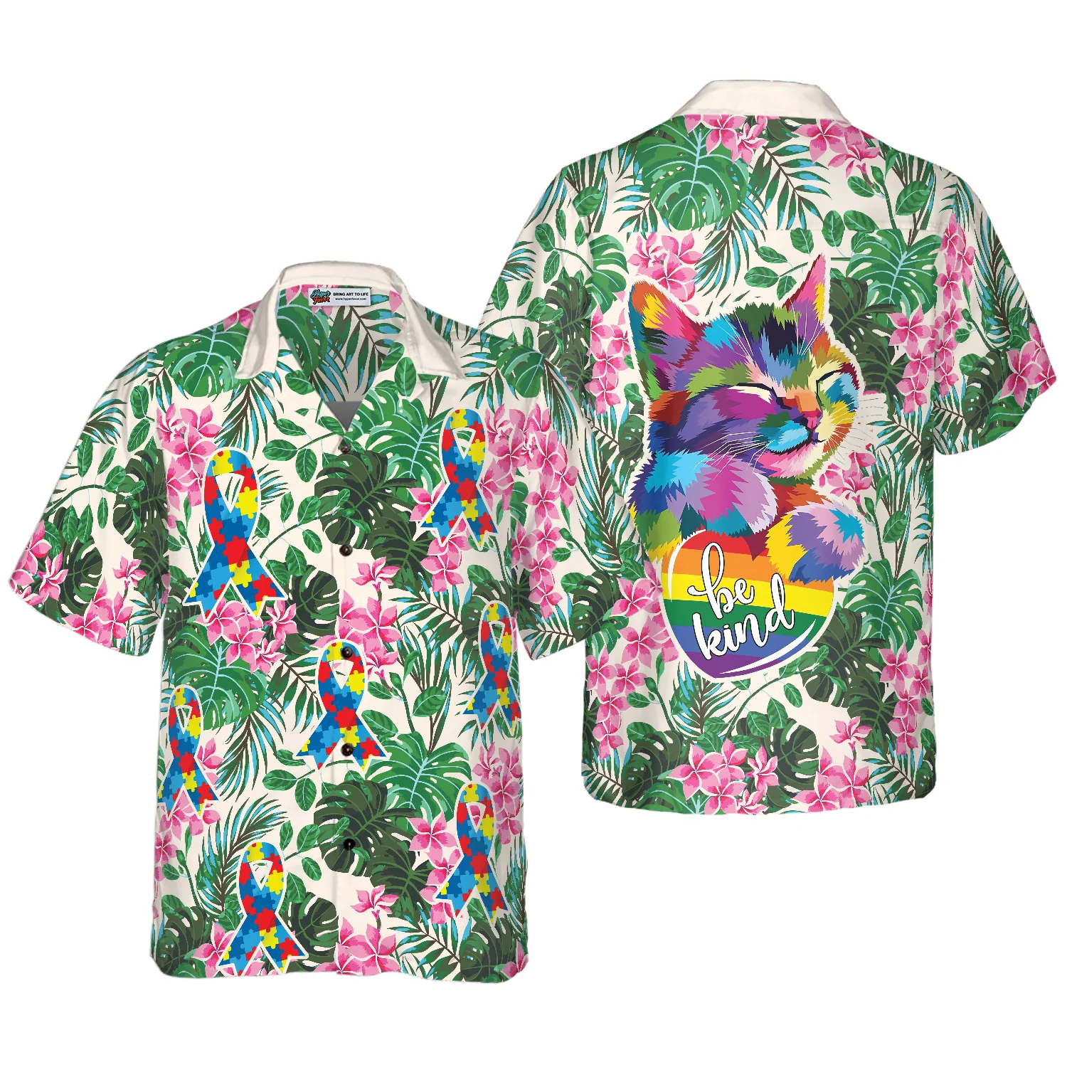 Cat Autism Awareness Hawaiian Shirt Aloha Shirt For Men and Women