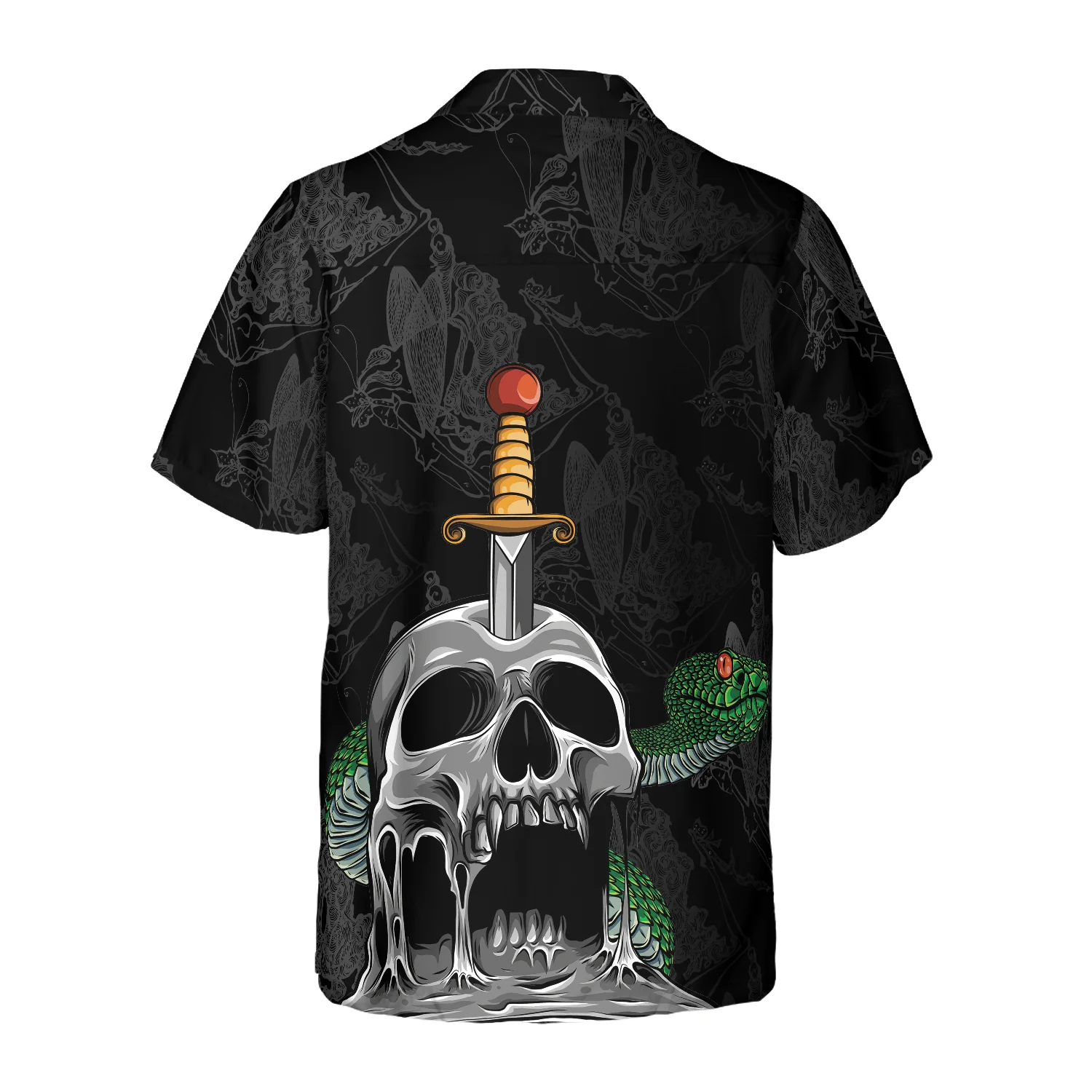 Skull  Snake Gothic Hawaiian Shirt Dark Sword Melted Black Skull Hawaiian Shirt Aloha Shirt For Men and Women