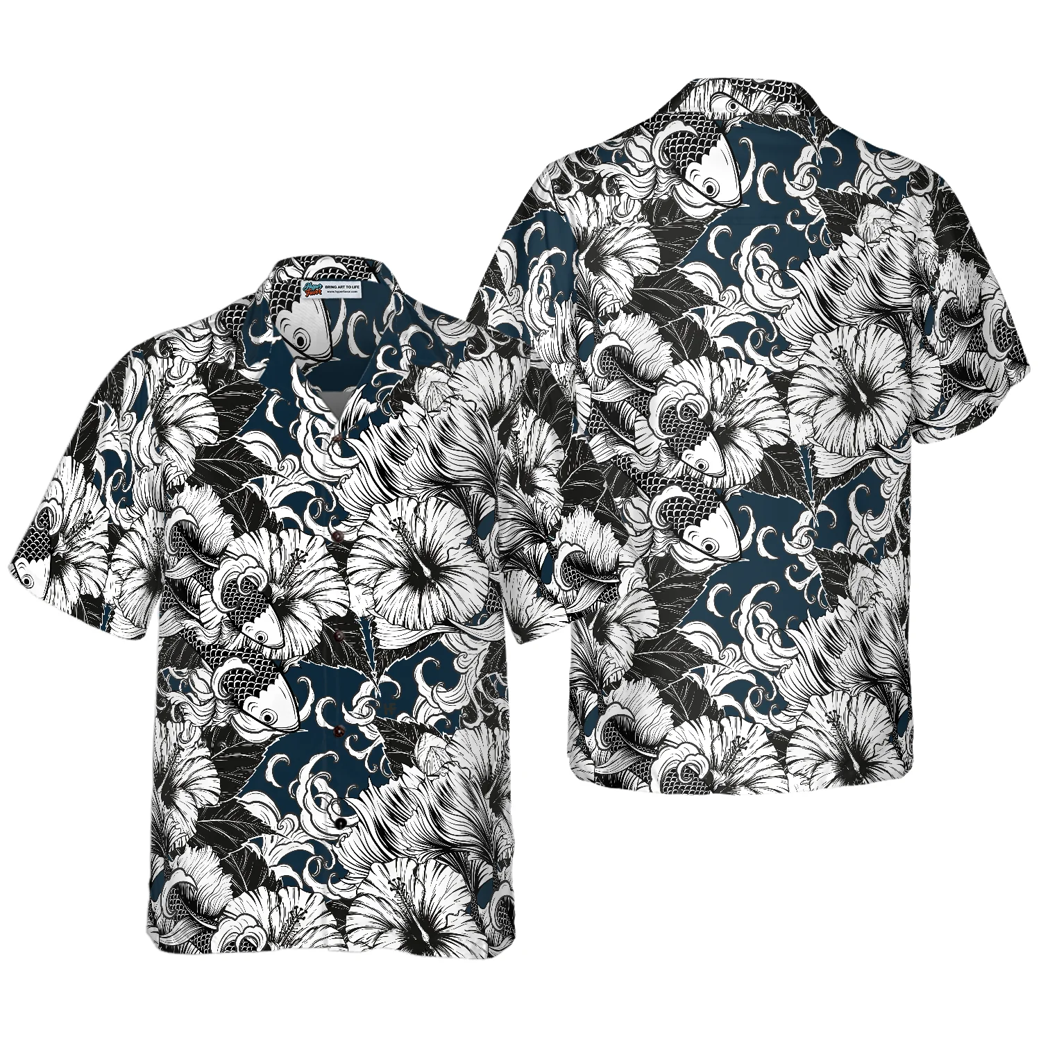 Koi Fish And Hibiscus Flower Hawaiian Shirt Aloha Shirt For Men and Women