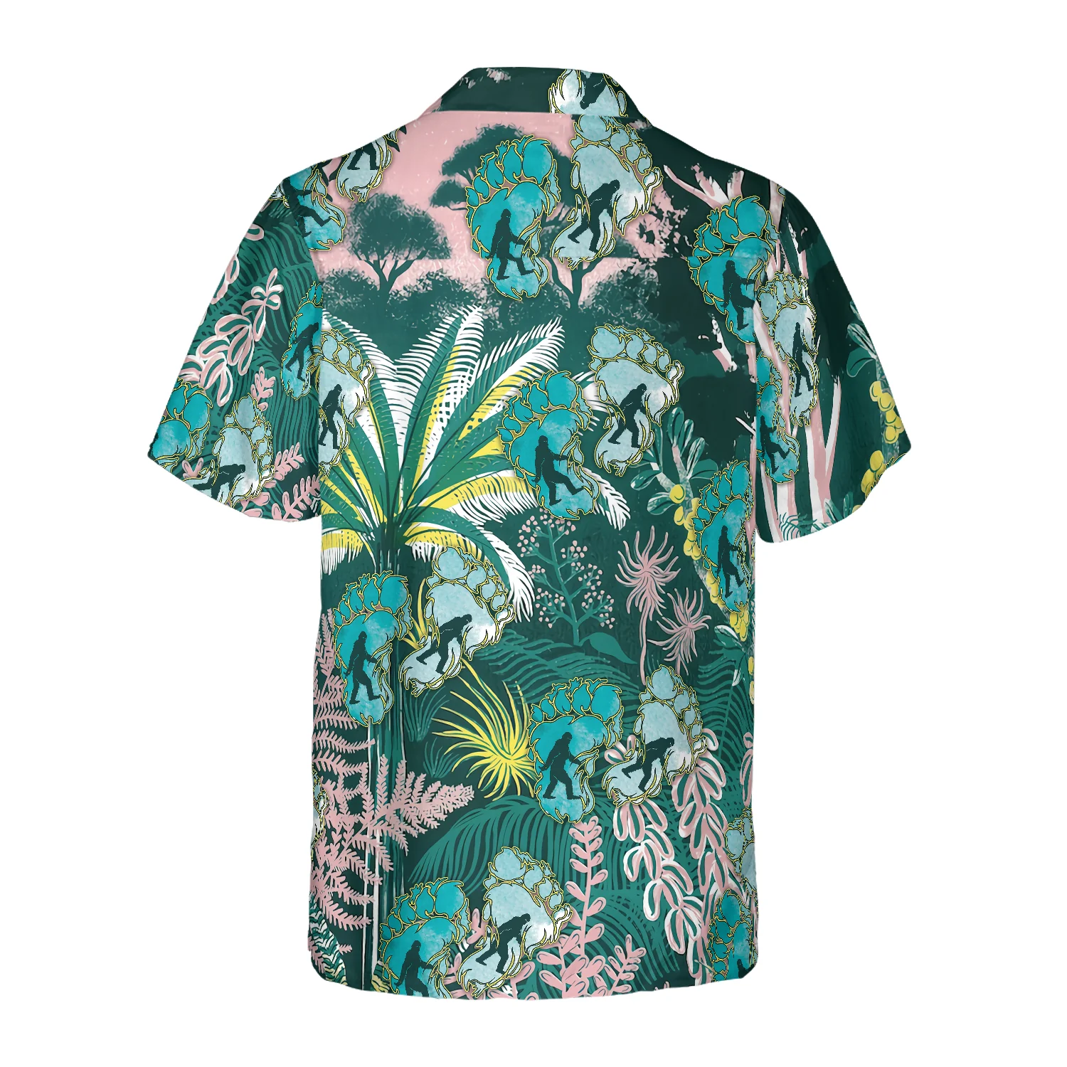 Tropical Forest Bigfoot Hawaiian Shirt Tropical Floral And Leaves Bigfoot Shirt Aloha Shirt For Men and Women