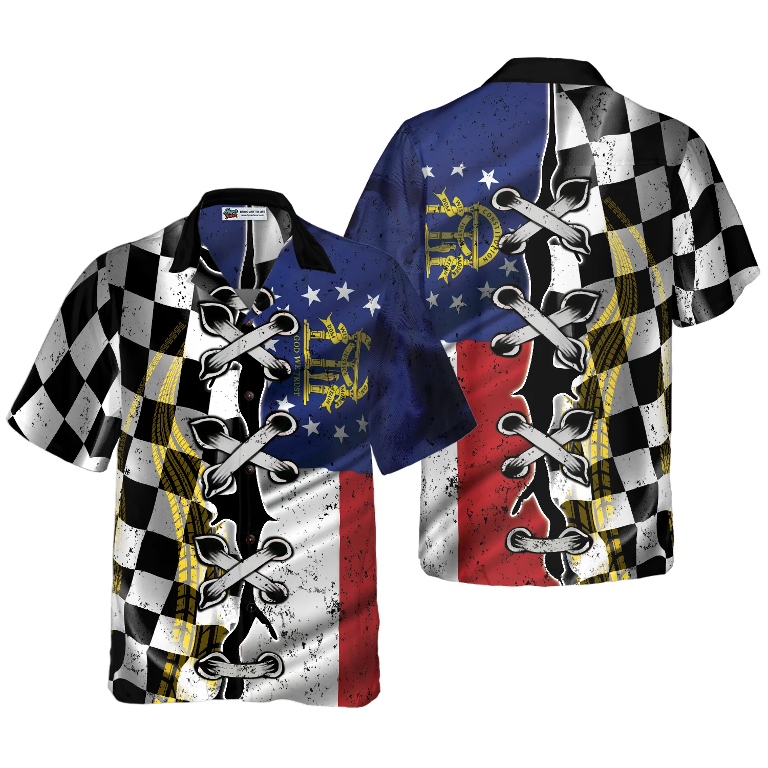 Georgia Racing Flag Hawaiian Shirt Aloha Shirt For Men and Women