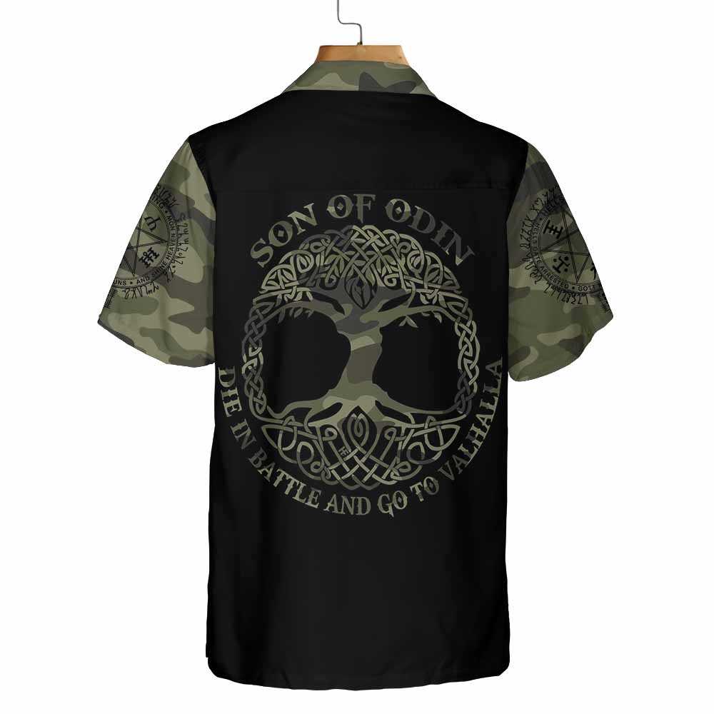 Camouflage Skull Viking Hawaiian Shirt Son Of Odin Viking Shirt Aloha Shirt For Men and Women