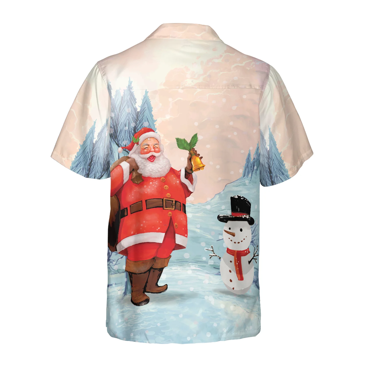 Hyperfavor Christmas Hawaiian ShirtsSanta With Snowman Shirt Short Sleeve Christmas Shirt Idea Gift Aloha Shirt For Men and Women