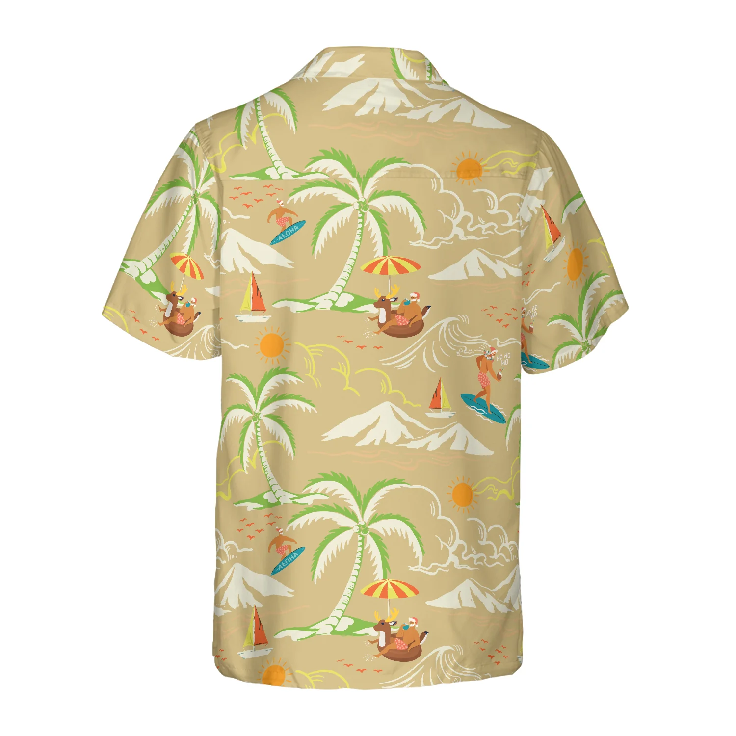 Hyperfavor Christmas Hawaiian Shirts Santa Beach Summer Pattern 4 Shirt Short Sleeve Christmas Shirt Idea Gift Aloha Shirt For Men and Women