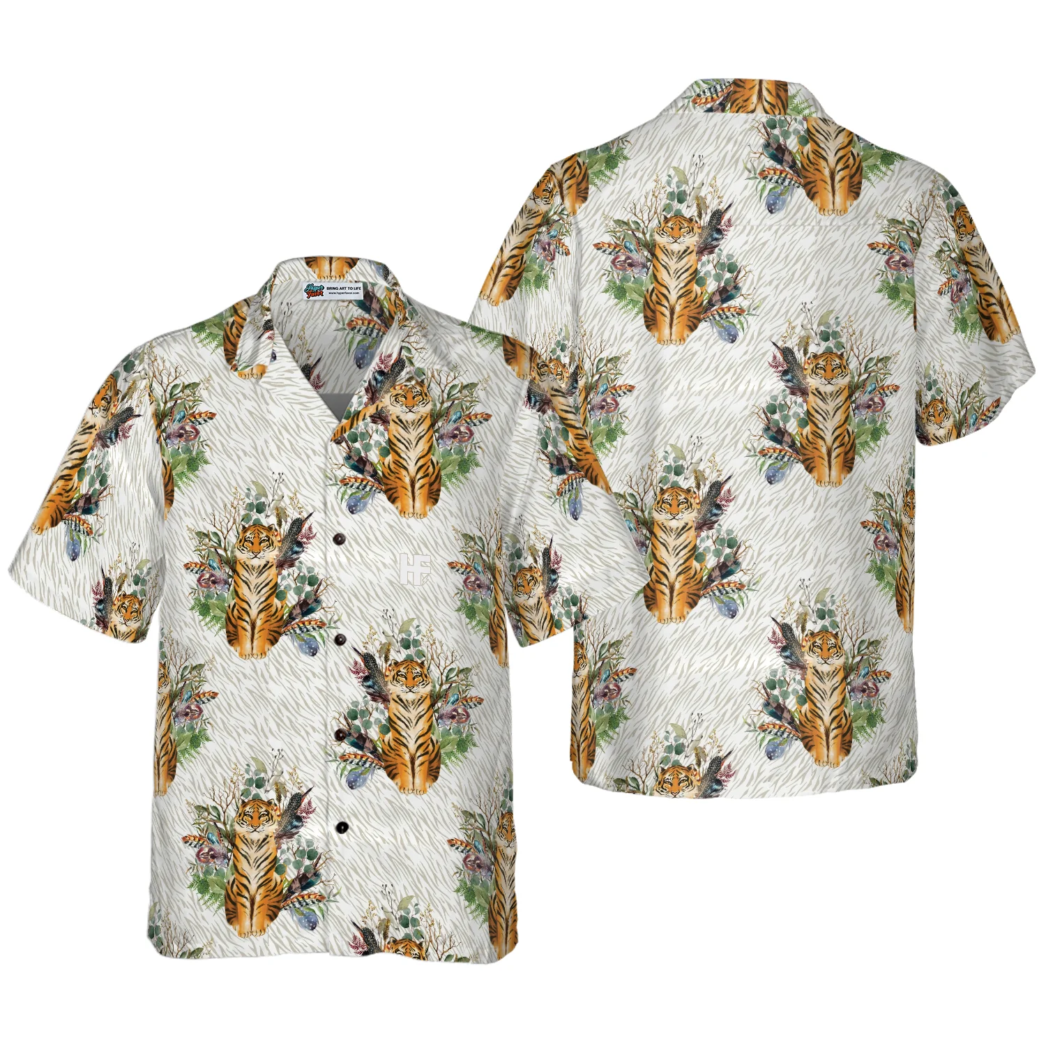 Floral Boho Tiger Shirt Hawaiian Shirt Aloha Shirt For Men and Women