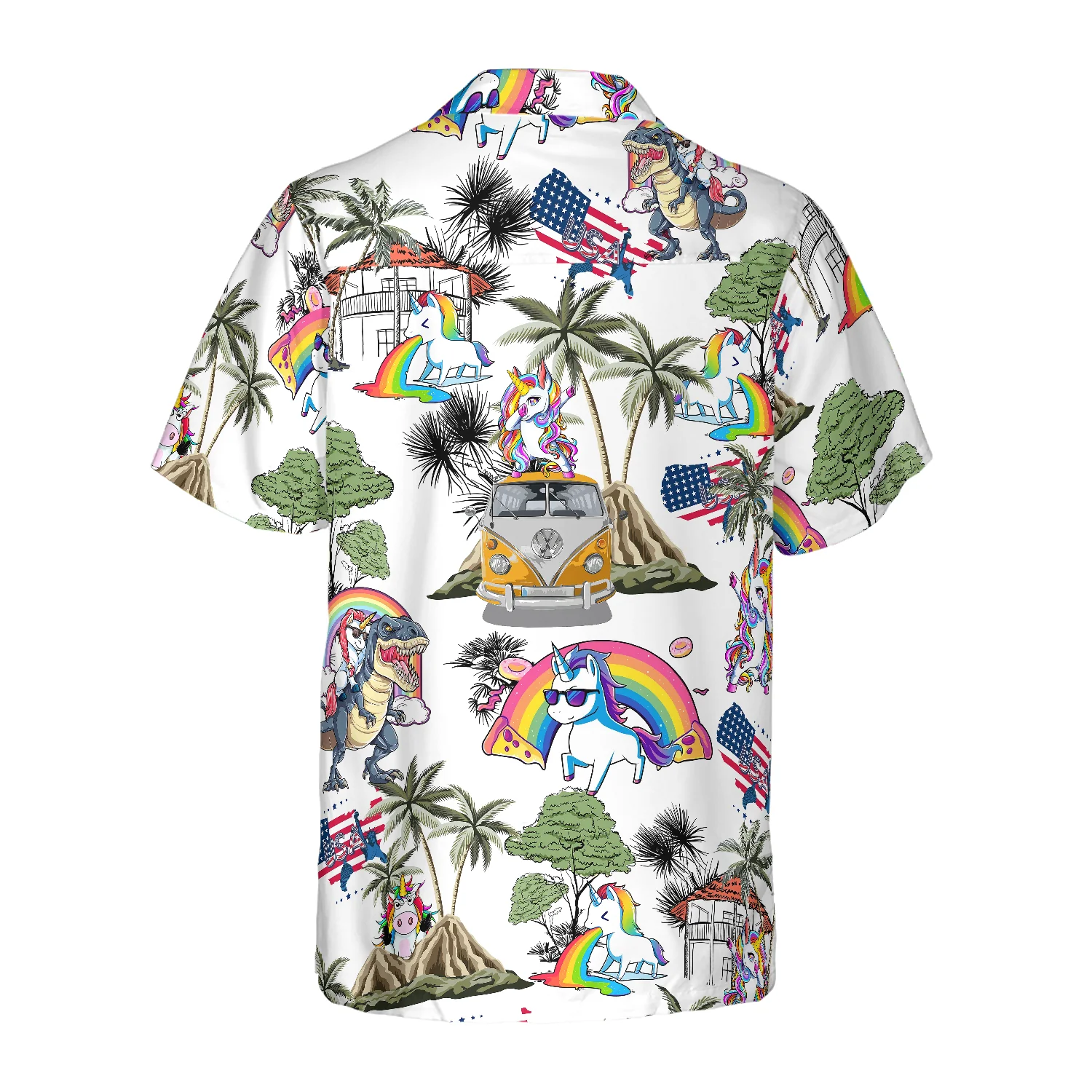 Unicorn American Flag Hawaiian Shirt Aloha Shirt For Men and Women