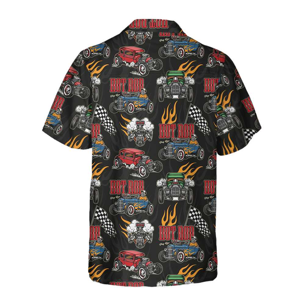 Colorful Hot Rod Pattern Hawaiian Shirt Racing Hot Rod Shirt Aloha Shirt For Men and Women