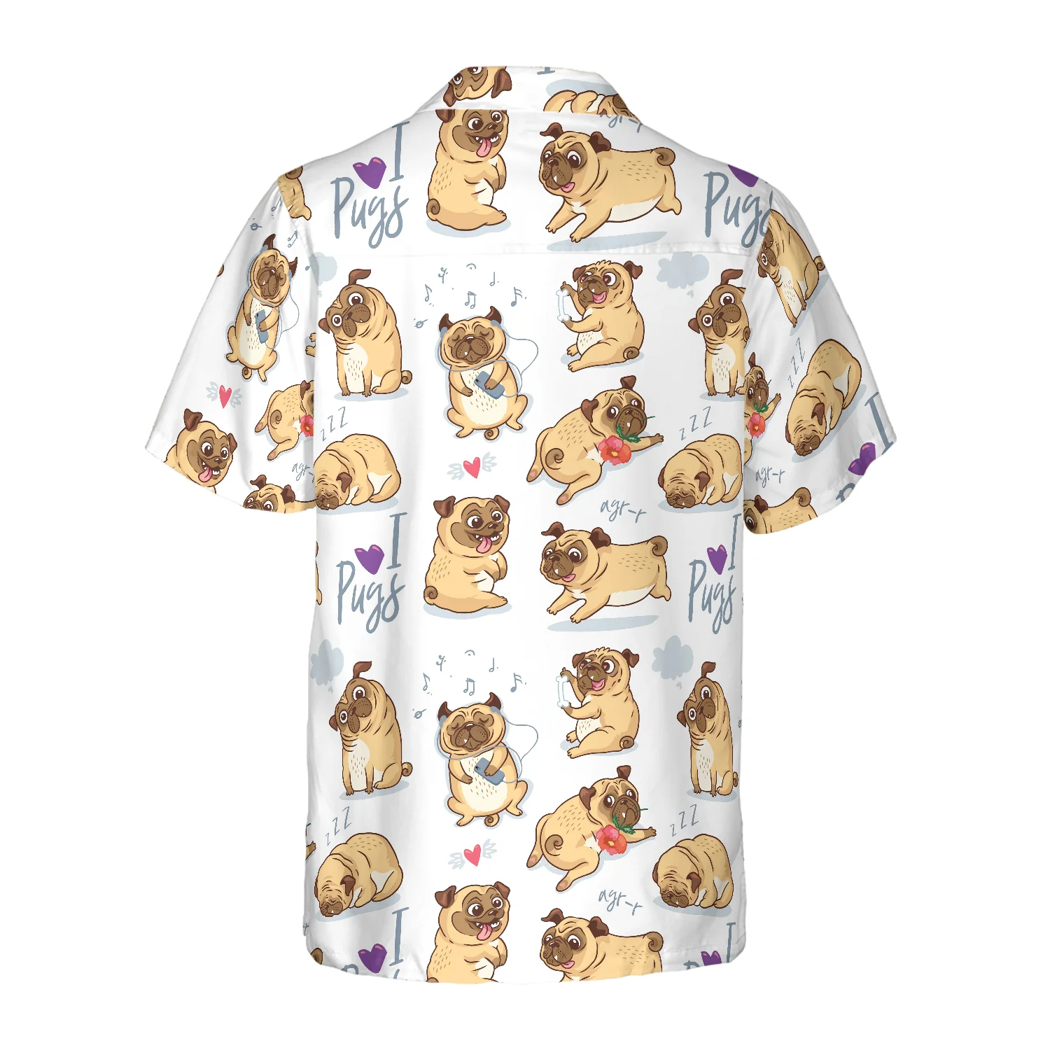 Cute Funny Pugs Shirt Hawaiian Shirt Aloha Shirt For Men and Women