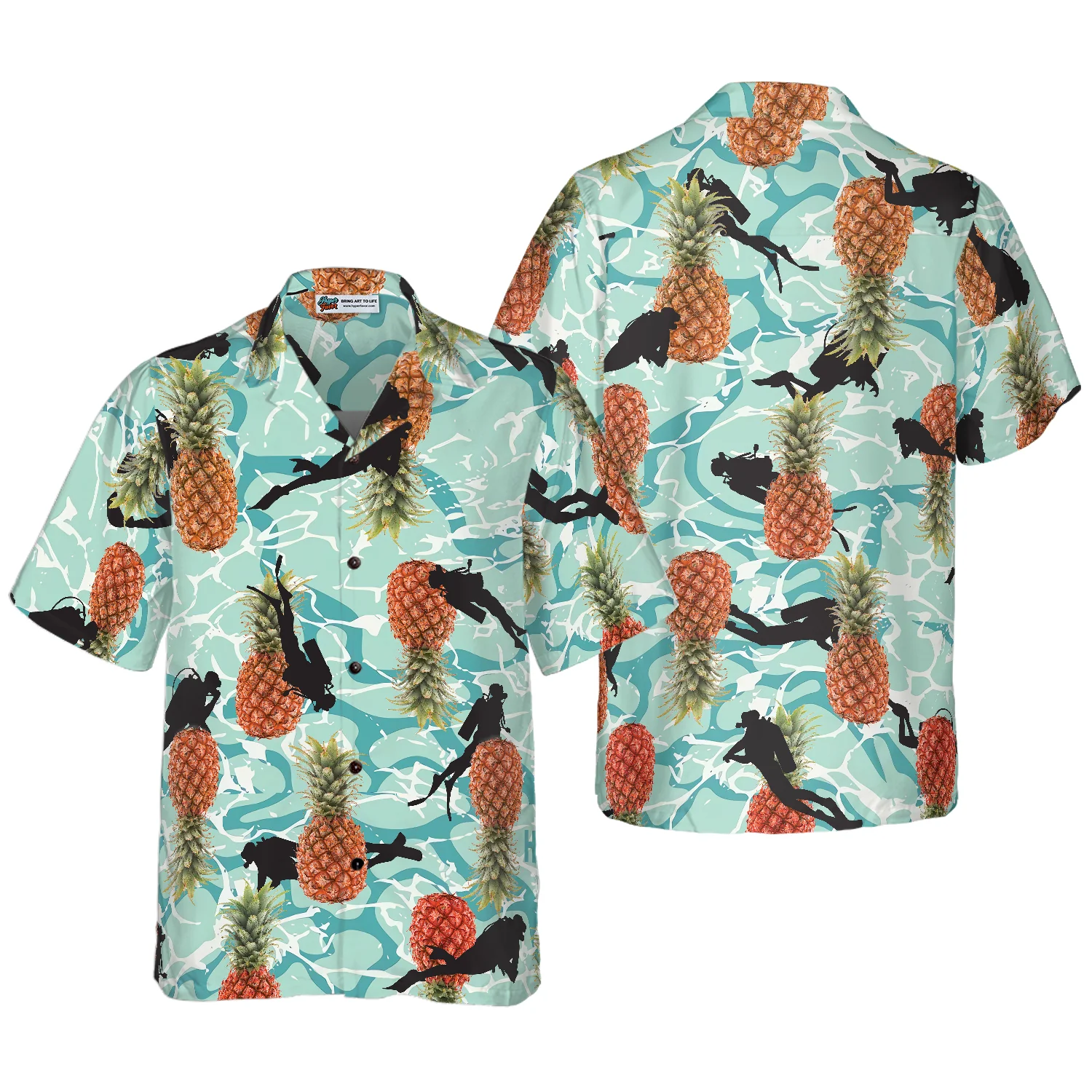 Tropical Pineapple Ocean Scuba Diving Hawaiian Shirt Aloha Shirt For Men and Women