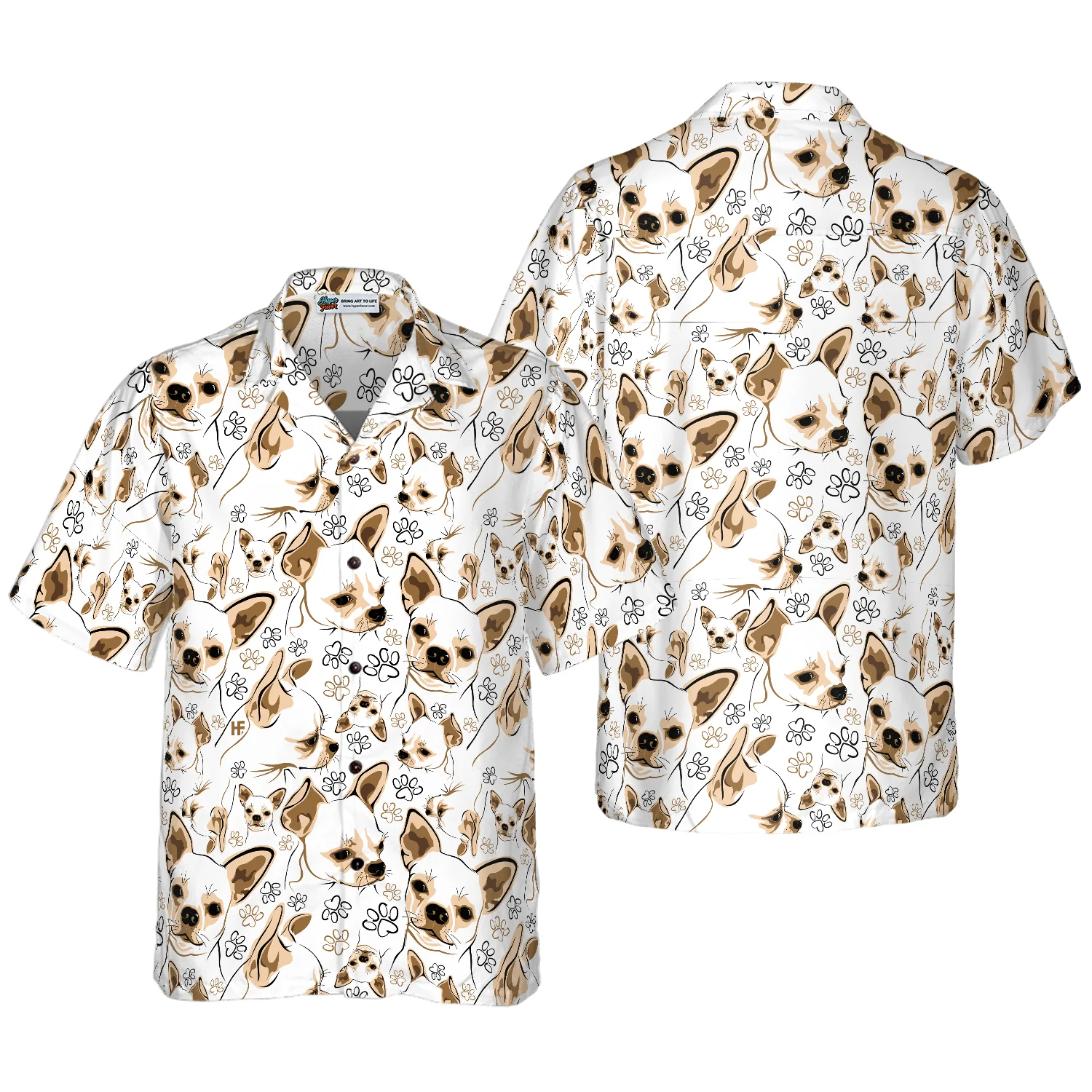 Cute Chihuahua Shirt Hawaiian Shirt Aloha Shirt For Men and Women