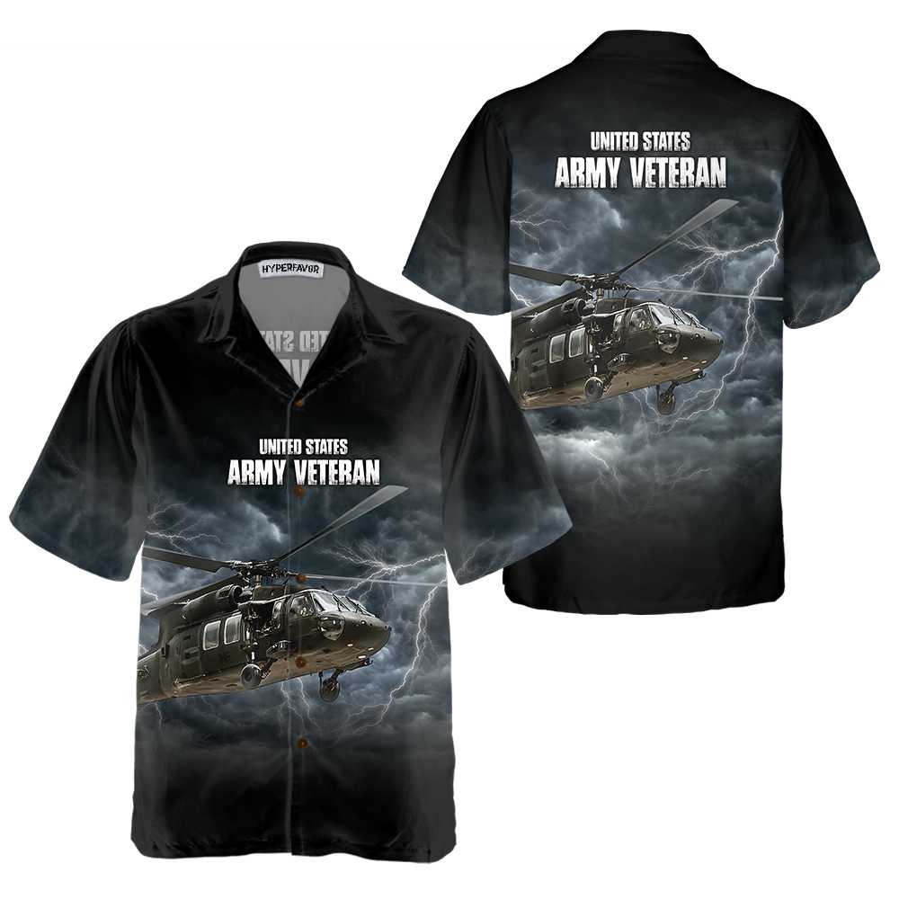 US Army Veteran Helicopter Hawaiian Shirt Proud Helicopter Shirt Helicopter Gift Aloha Shirt For Men and Women