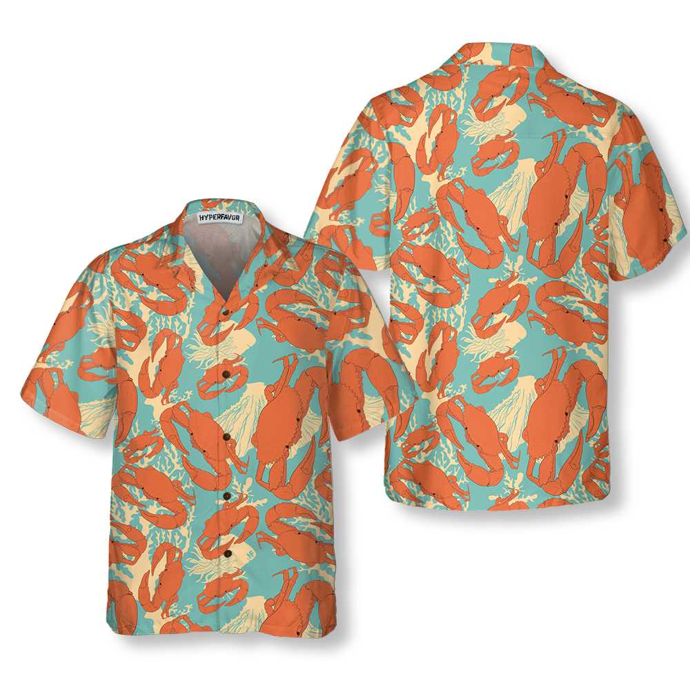 Cartoon Crab Hawaiian Shirt Unique Crab Shirt Crab Print Shirt For Adults Aloha Shirt For Men and Women