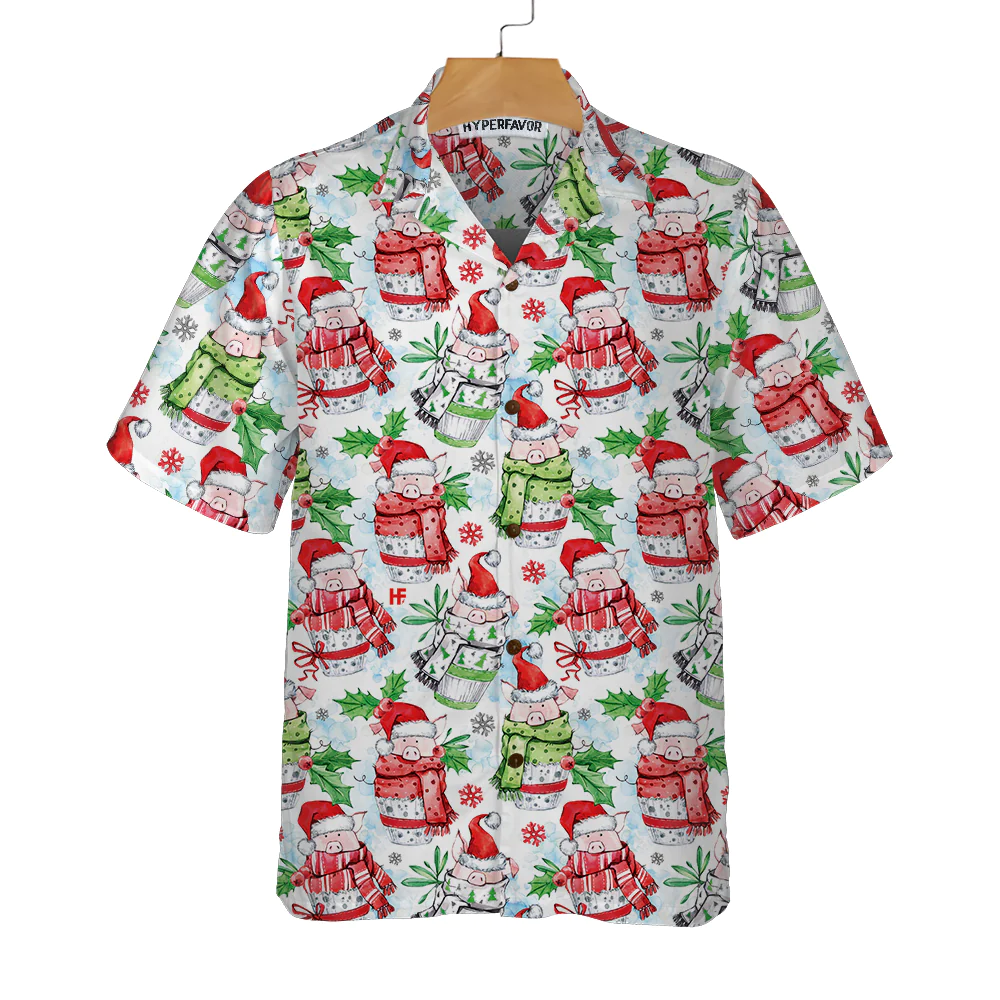 Merry Christmas Cute Pigs Hawaiian Shirt Funny Christmas Shirt Unique Gift For Christmas Aloha Shirt For Men and Women