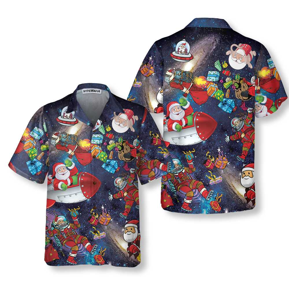 Christmas In The Space Hawaiian Shirt Funny Christmas Shirt Best Gift For Christmas Aloha Shirt For Men and Women