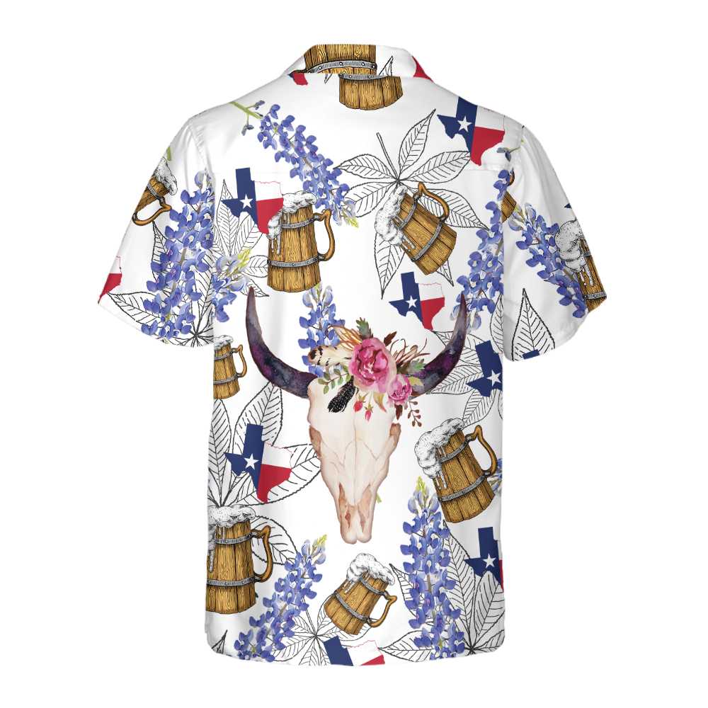 Texas Longhorn Bluebonnet Art Hawaiian Shirt Unique Texas Shirt Gift For Texas Lovers Aloha Shirt For Men and Women