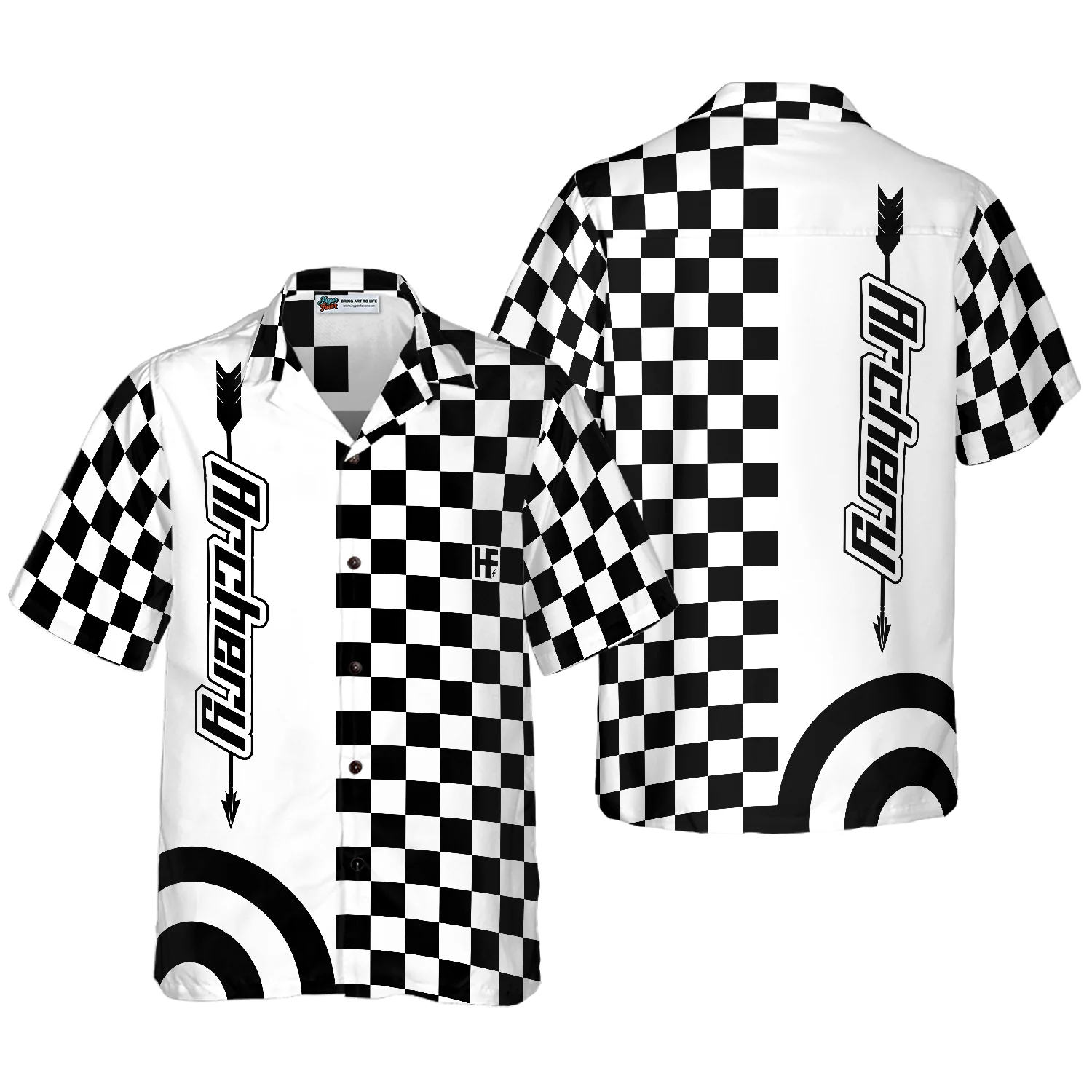 Checkerboard Style Archery Hawaiian Shirt Aloha Shirt For Men and Women