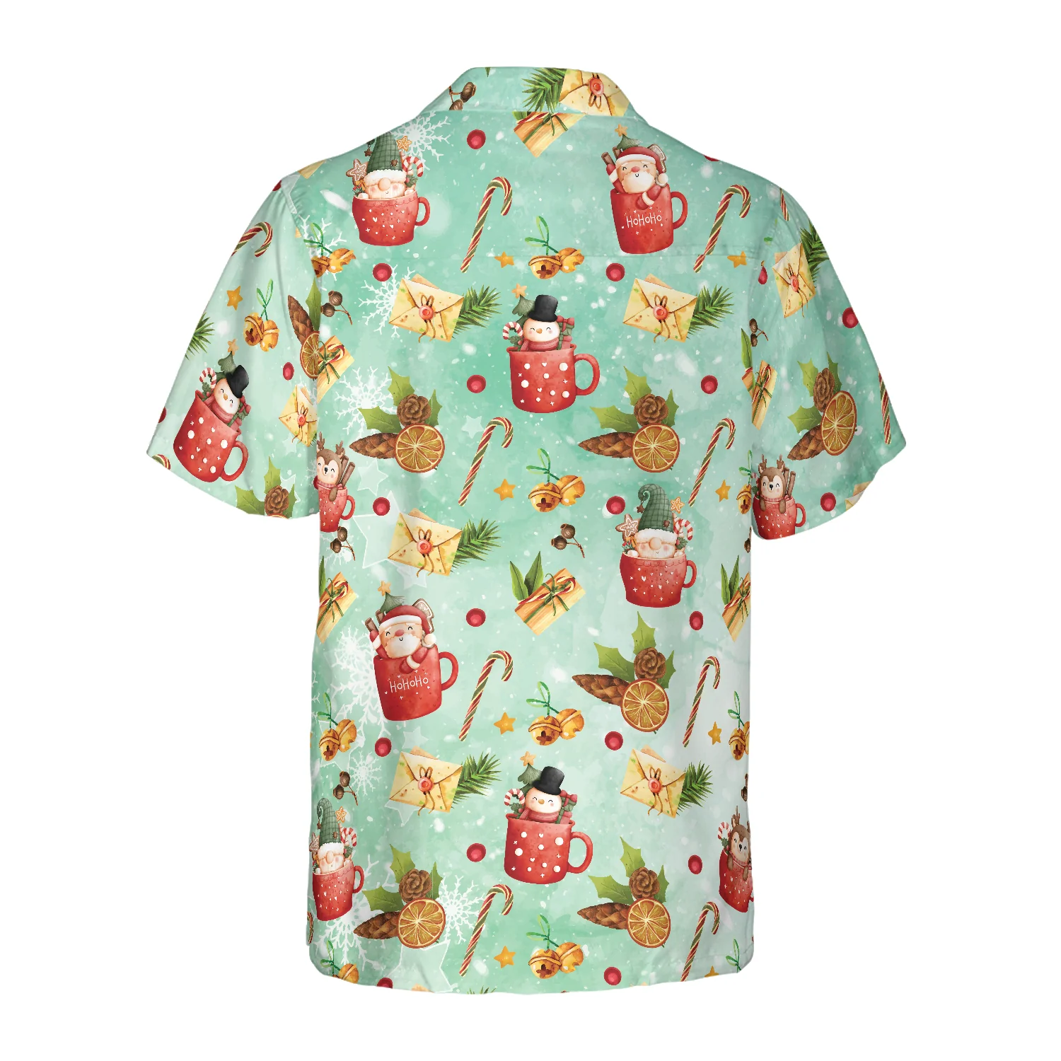 Hyperfavor Santa Christmas Pattern 1 Pattern Hawaiian shirt Christmas Shirts Short Sleeve Button Down Shirt Aloha Shirt For Men and Women