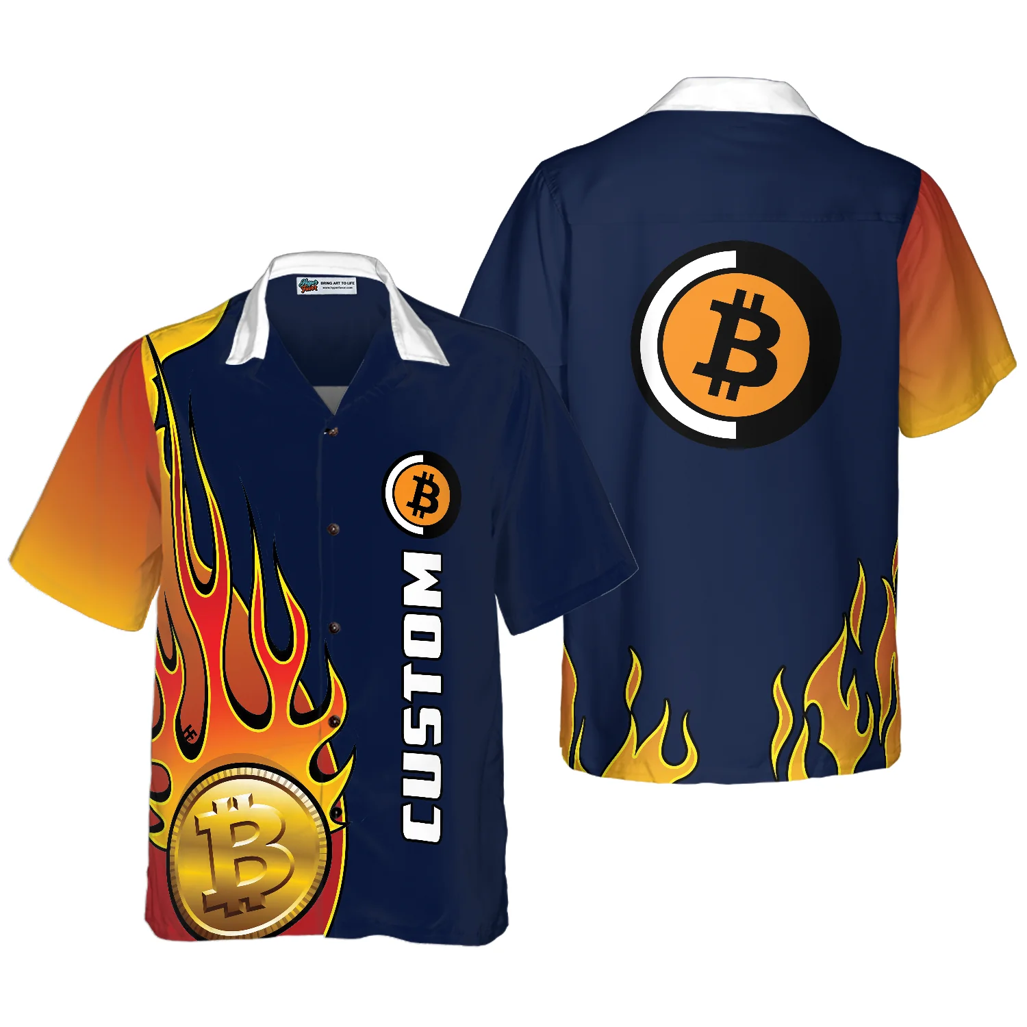 Personalized Name Bitcoin Logo Custom Hawaiian Shirt Aloha Shirt For Men and Women