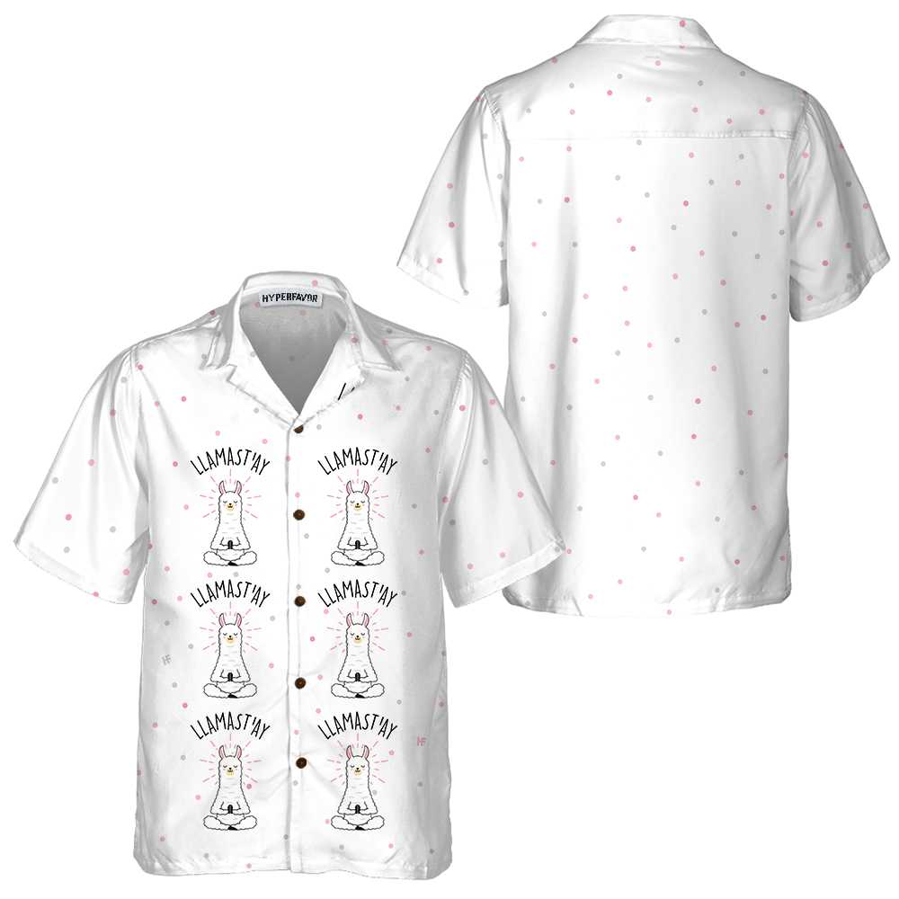 Llamastay Alpaca Hawaiian Shirt Funny Meditating Alpaca Shirt Aloha Shirt For Men and Women