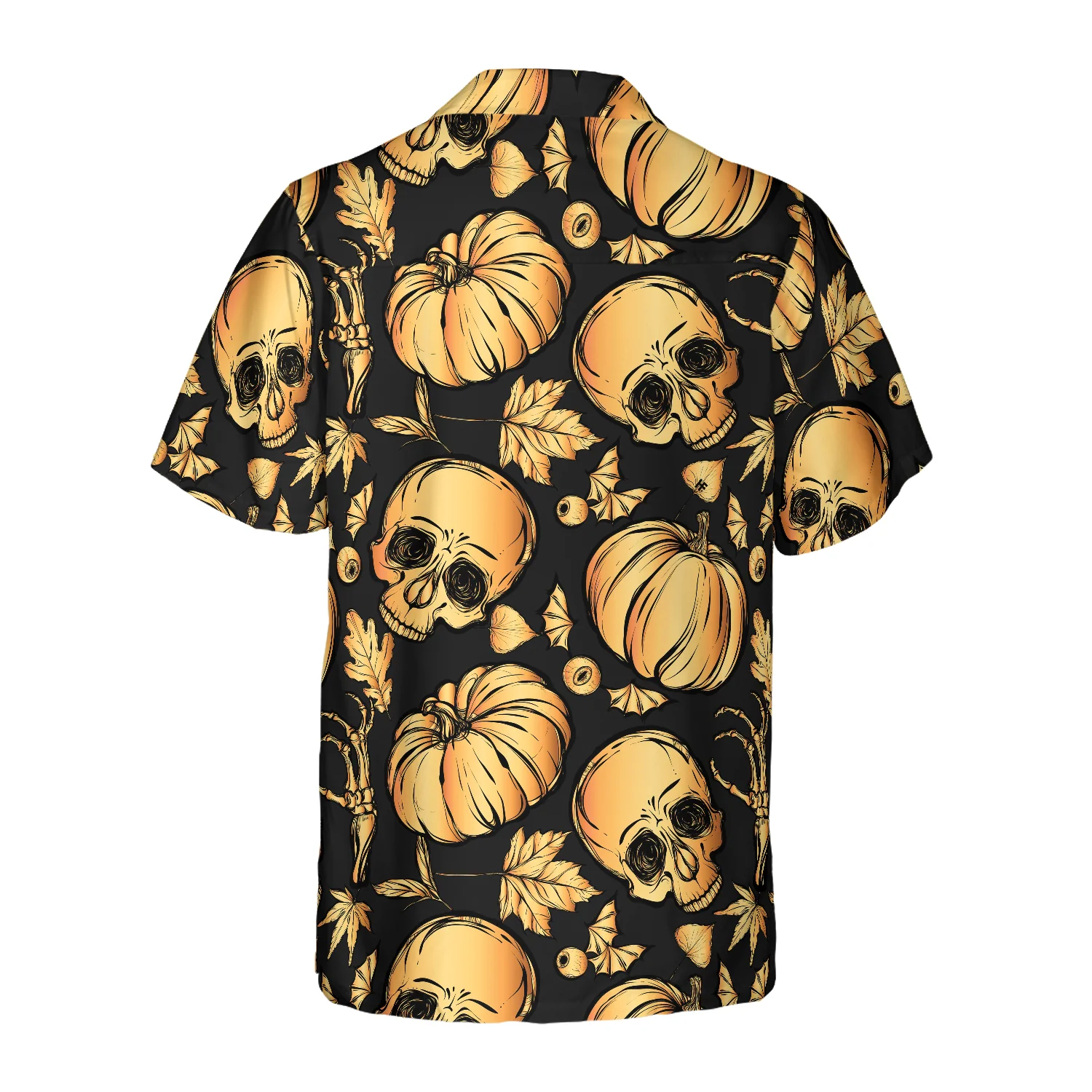 Pumpkin  Skull Halloween Hawaiian Shirt Aloha Shirt For Men and Women