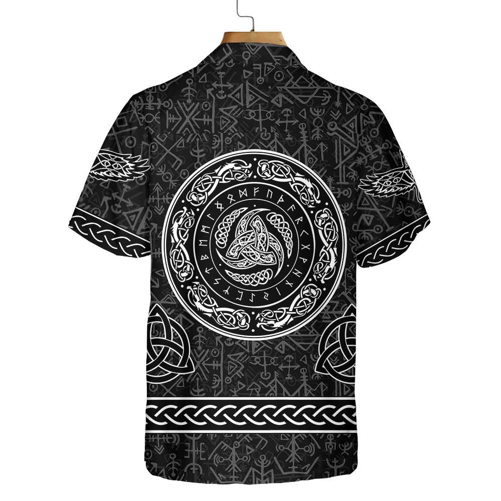 Magic Viking Symbol Hawaiian Shirt Ethnic Norse Seamless Pattern Viking Shirt Aloha Shirt For Men and Women