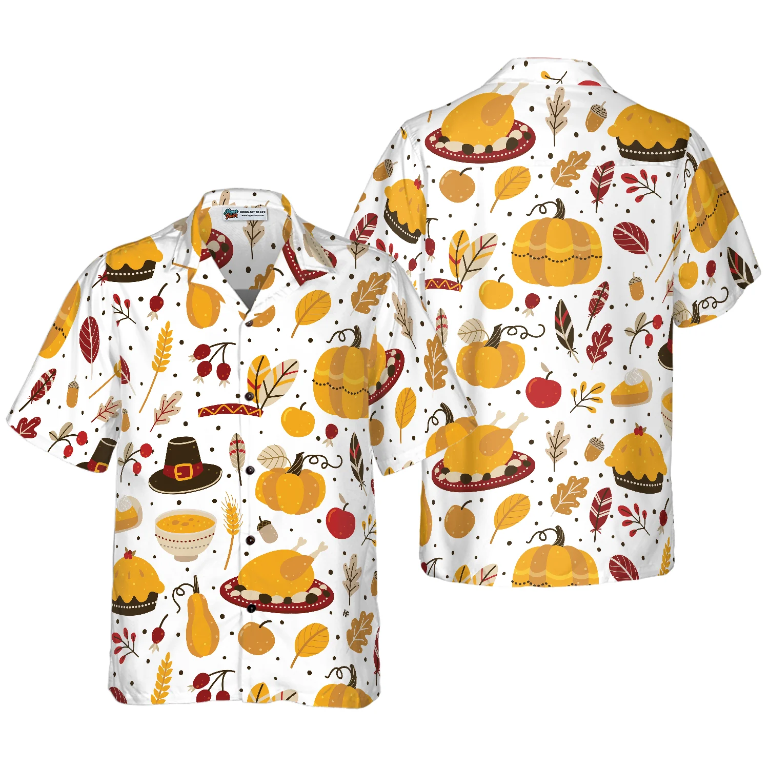 Thanksgiving Pattern Hawaiian Shirt Aloha Shirt For Men and Women