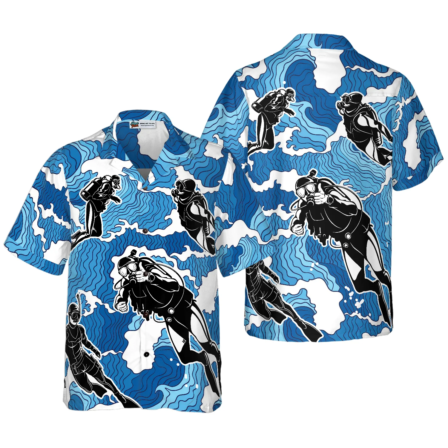 Ocean Wave Scuba Diving Hawaiian Shirt Aloha Shirt For Men and Women