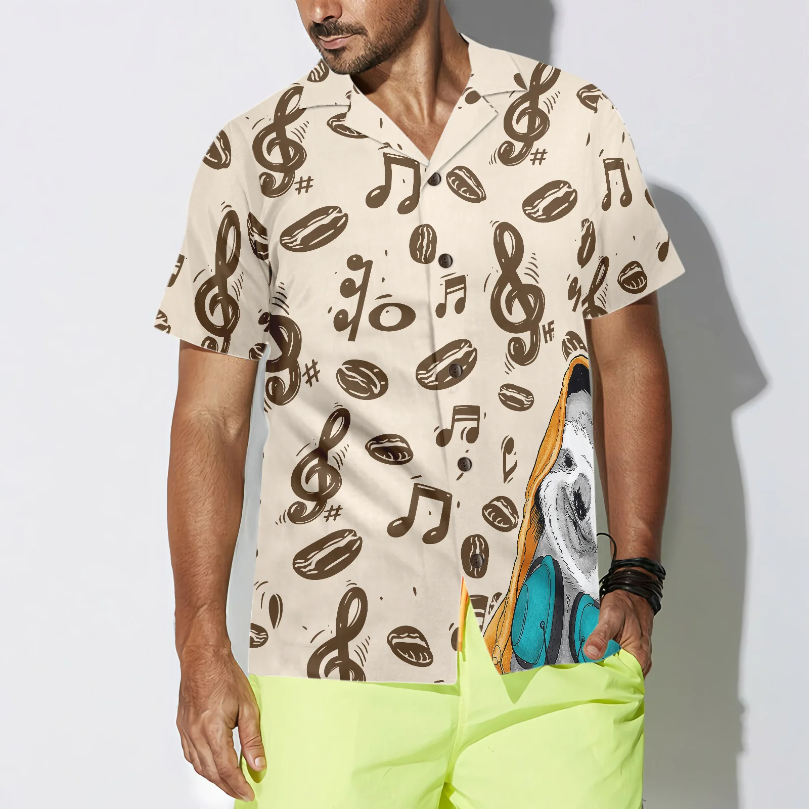 Music Note And Sloth Shirt Hawaiian Shirt Aloha Shirt For Men and Women