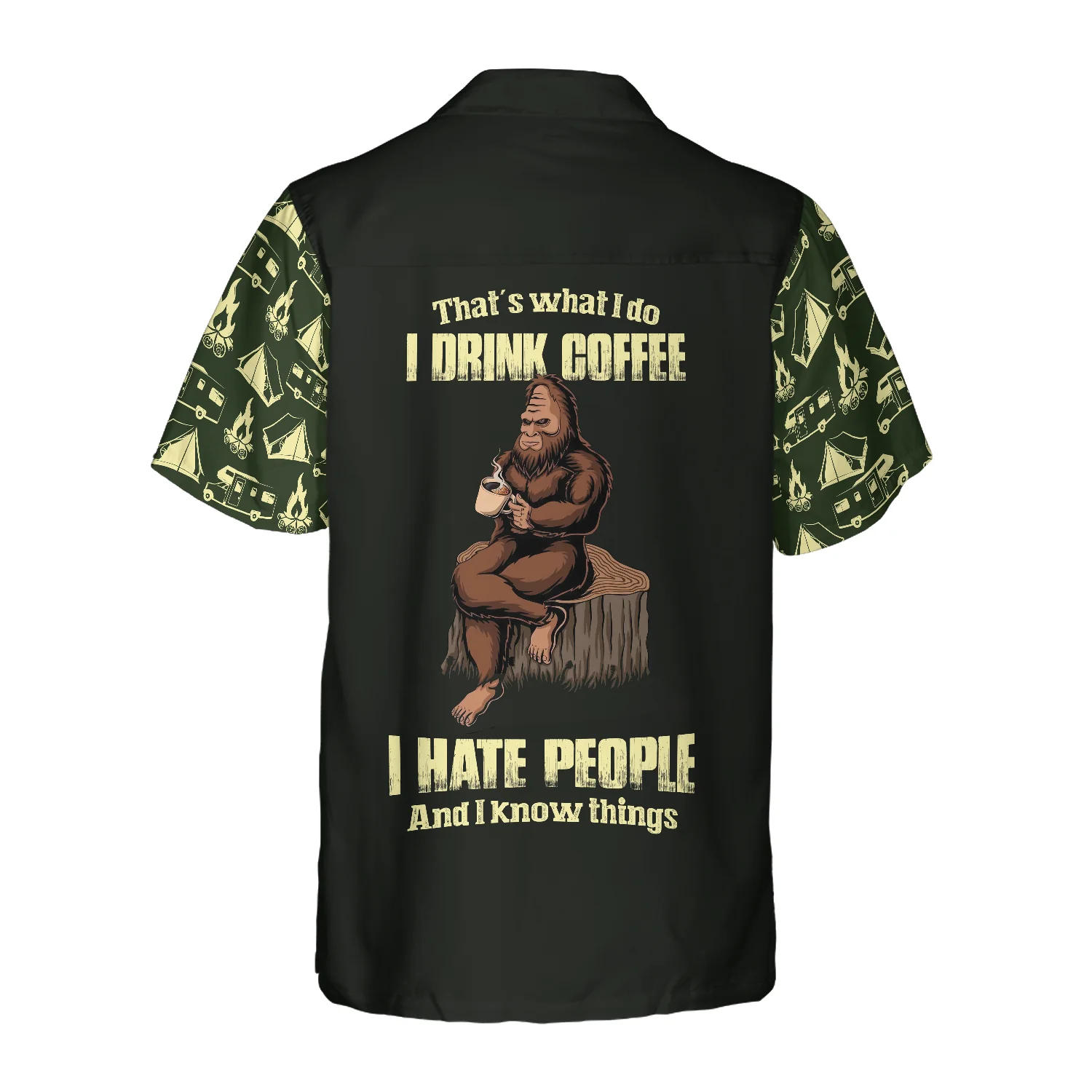 Bigfoot Darryl Drink Coffee  Hate People Bigfoot Hawaiian Shirt Camping Bigfoot Shirt Aloha Shirt For Men and Women