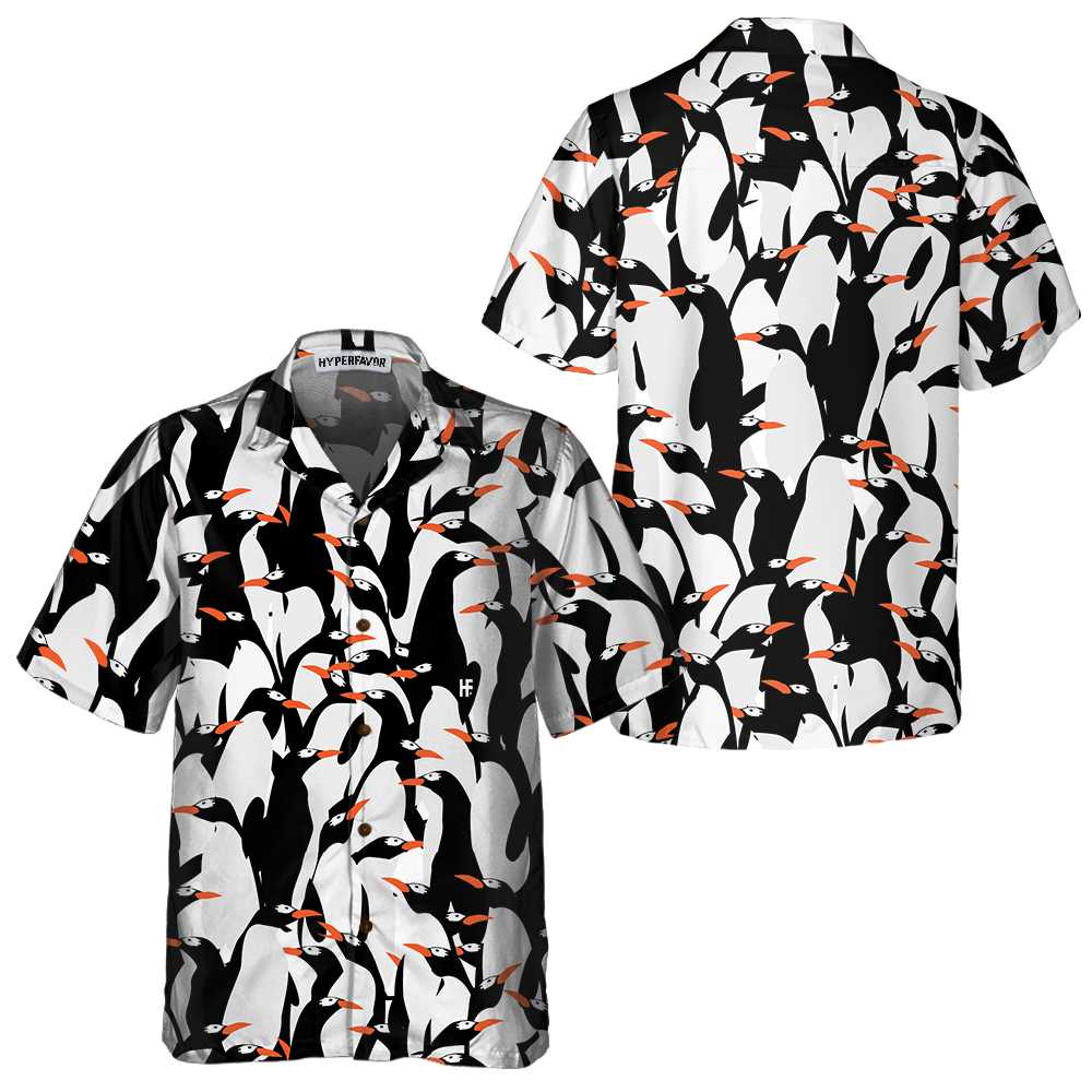 Penguin Colony Hawaiian Shirt Cool Penguin Shirt Penguin Themed Gift Idea Aloha Shirt For Men and Women