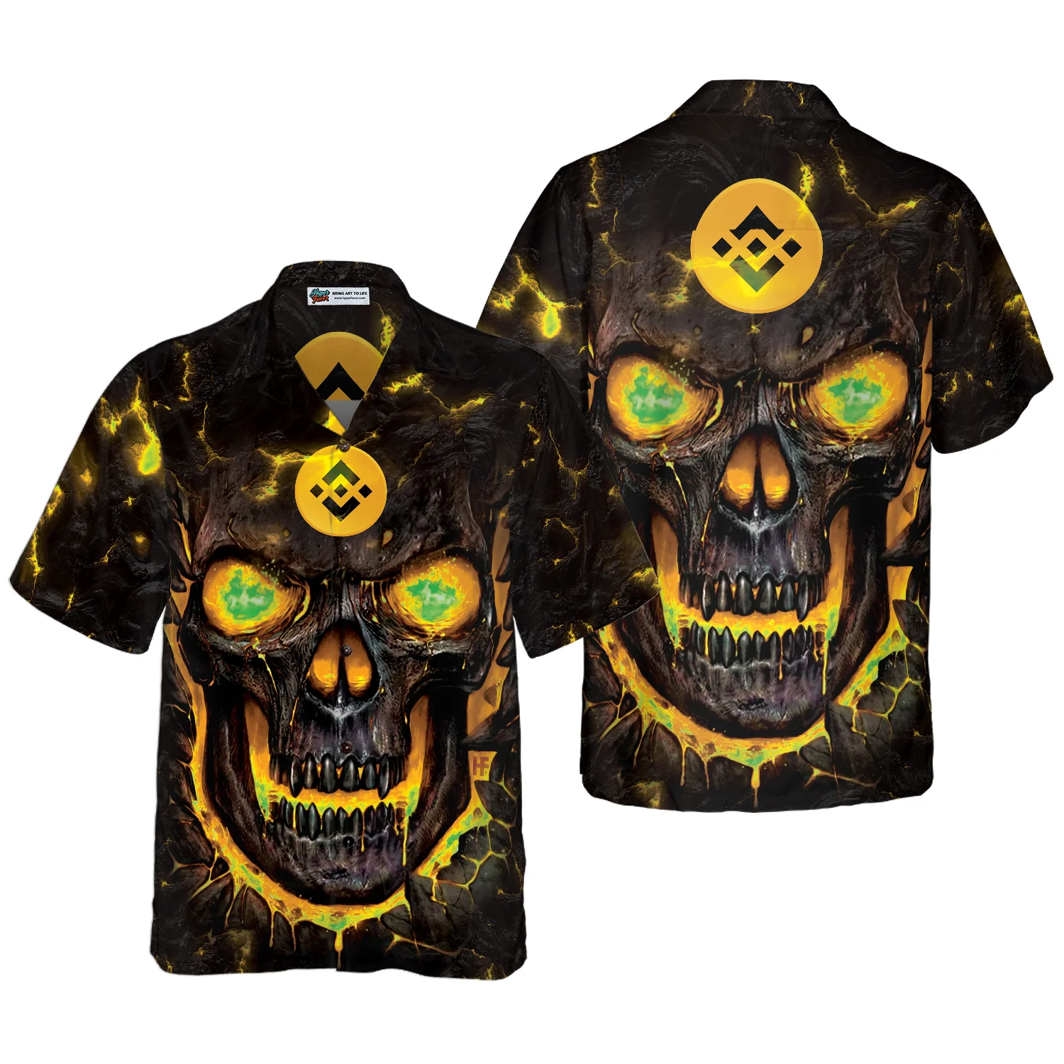 Binance Coin Skull Fire Hawaiian Shirt Aloha Shirt For Men and Women