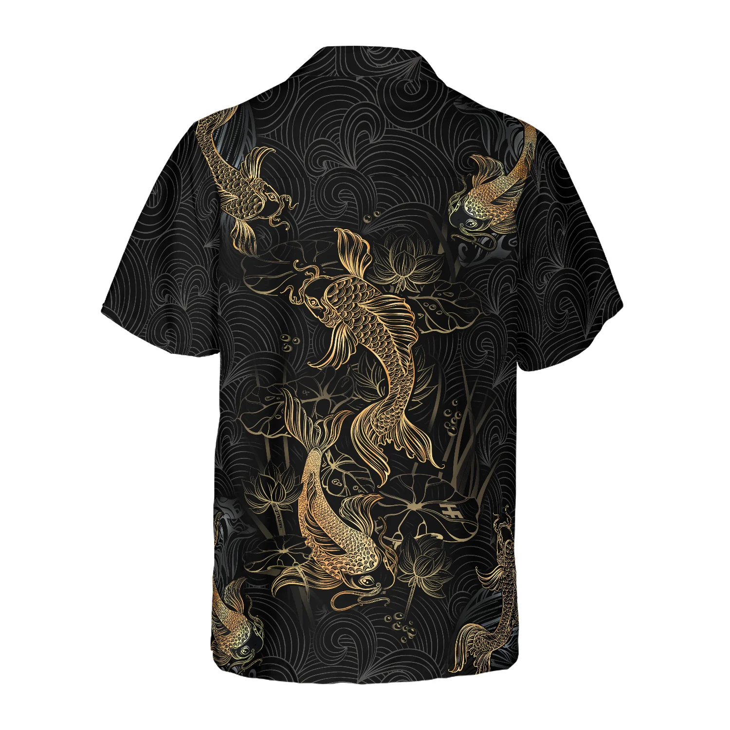 Golden Koi Fish On Waves Hawaiian Shirt Aloha Shirt For Men and Women