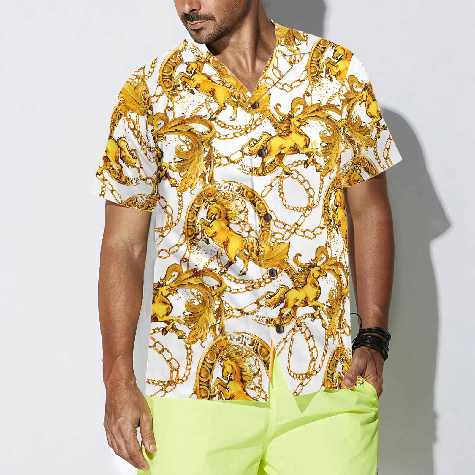 Luxury Golden Horses Hawaiian Shirt Aloha Shirt For Men and Women